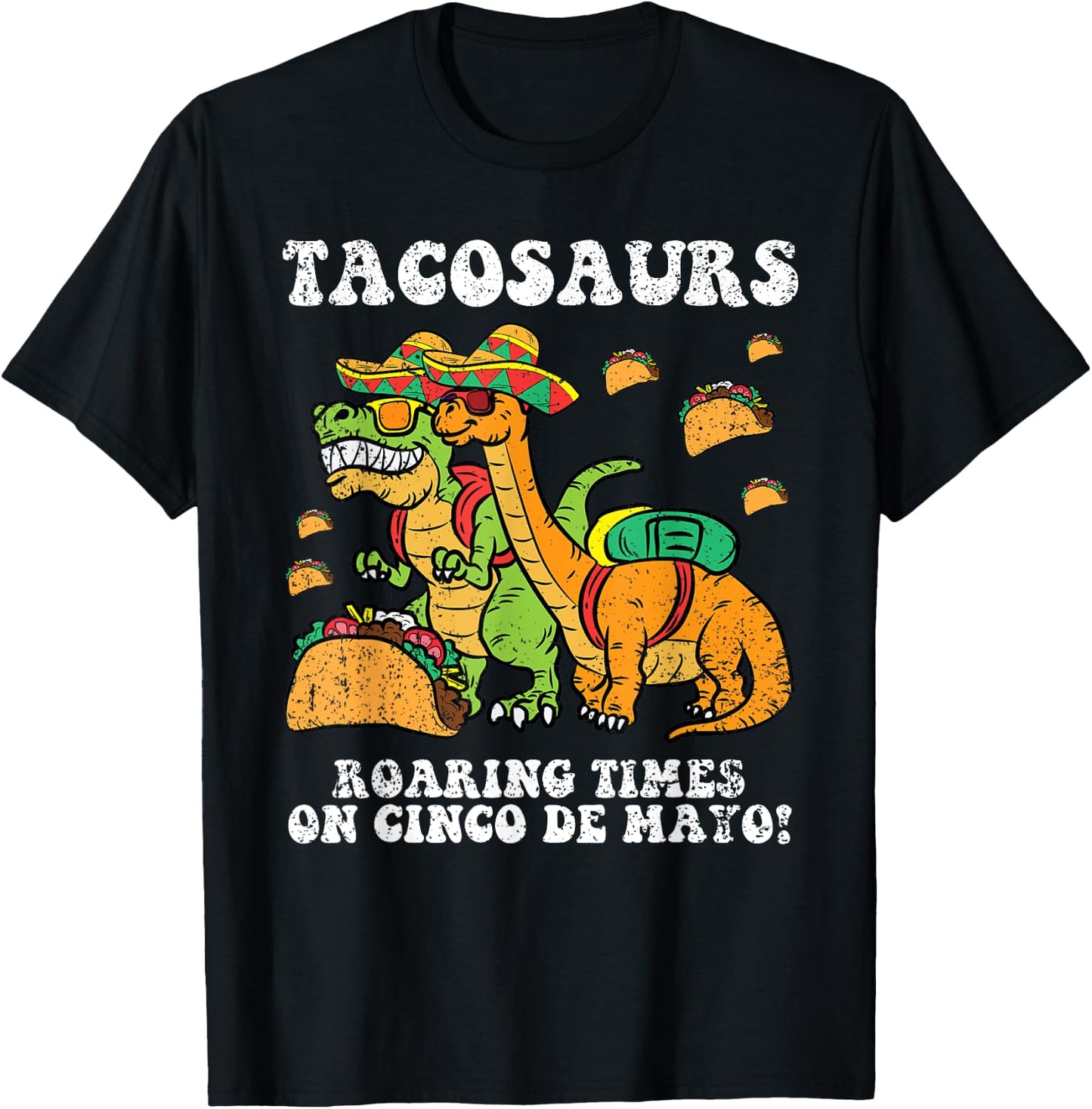 Tacosaurs Cinco De Mayo Dinosaur Taco Mexican Toddler Boys T-Shirt - T-Shirt | Black