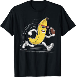 Bananas Player Fruit Sport Cute Banana American Football T-Shirt - T-Shirt | Black