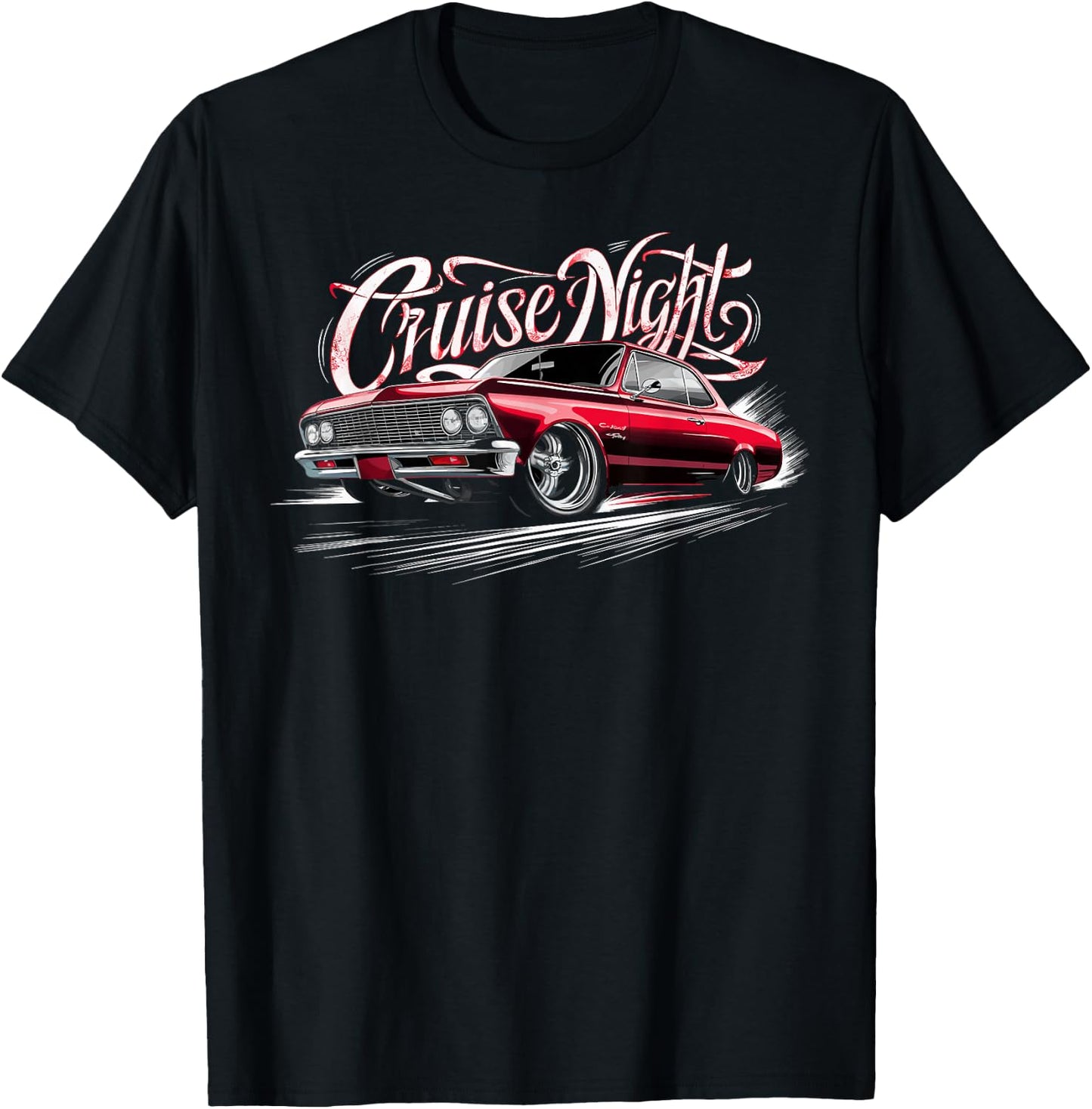 Cruise Night Low Rider Cholo Mexican Cali Car Men and Women T-Shirt - T-Shirt | Black