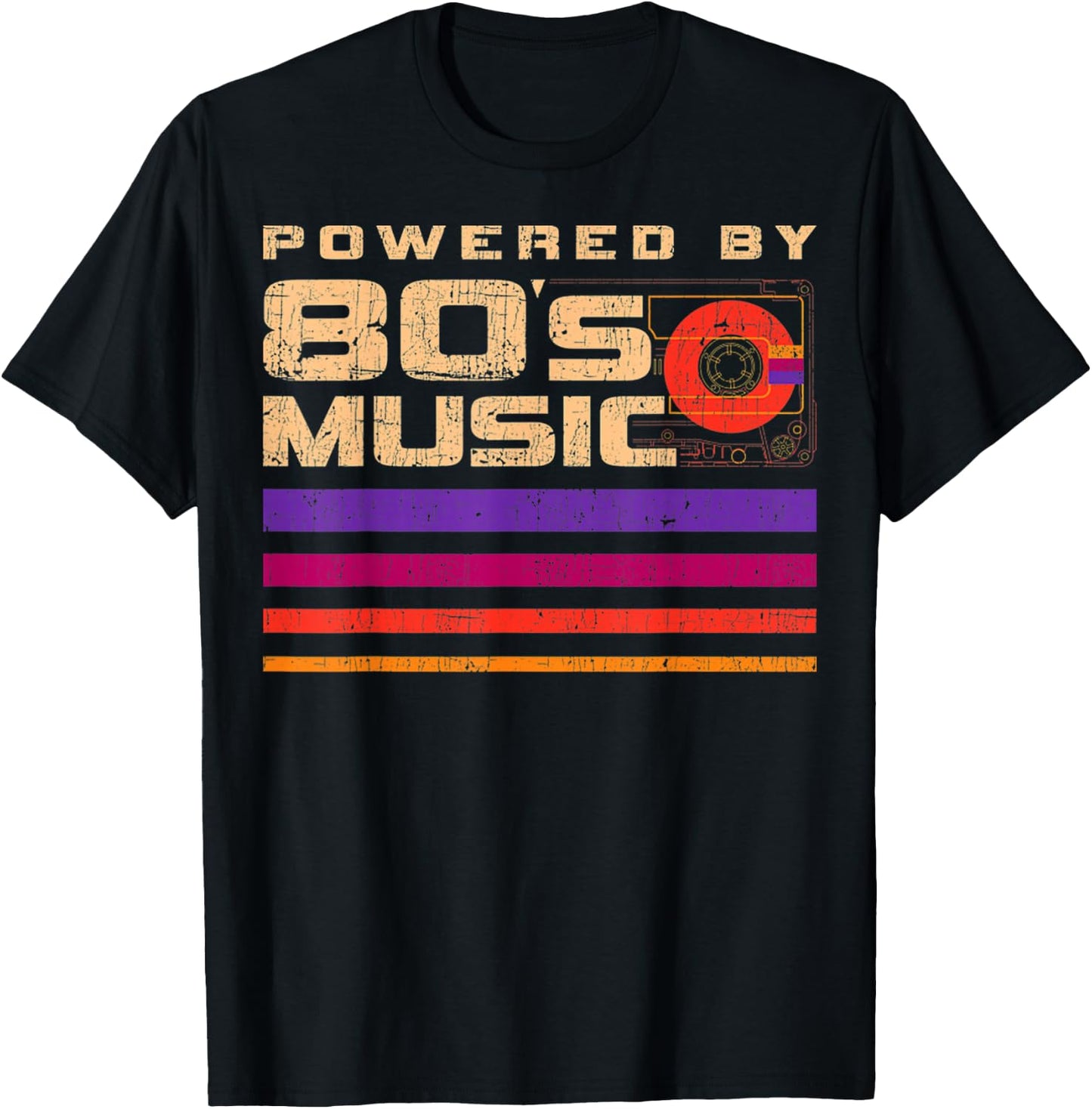 Retro Vintage Distressed 80's Music Rock Lovers T-Shirt - T-Shirt | Black