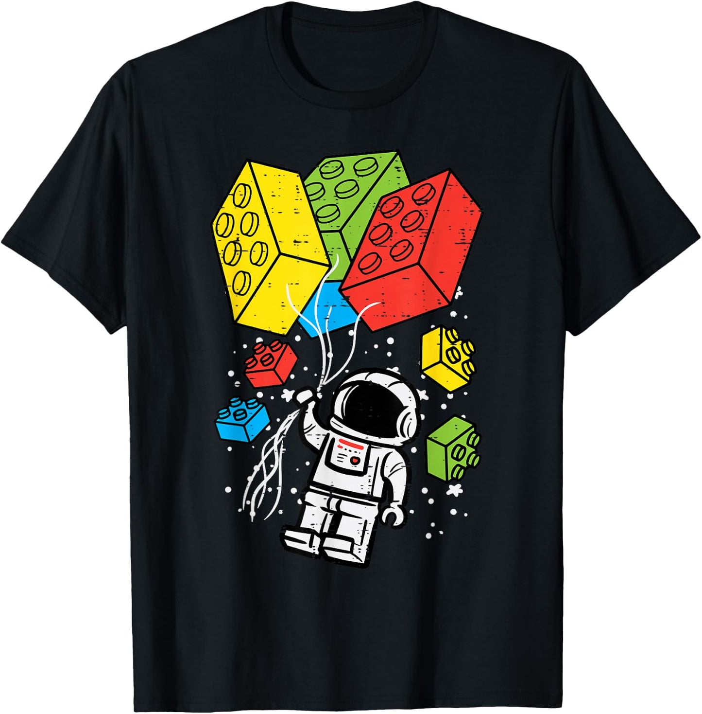 Astronaut Block Building Balloons Space Toddler Boys Kids T-Shirt - T-Shirt | Black