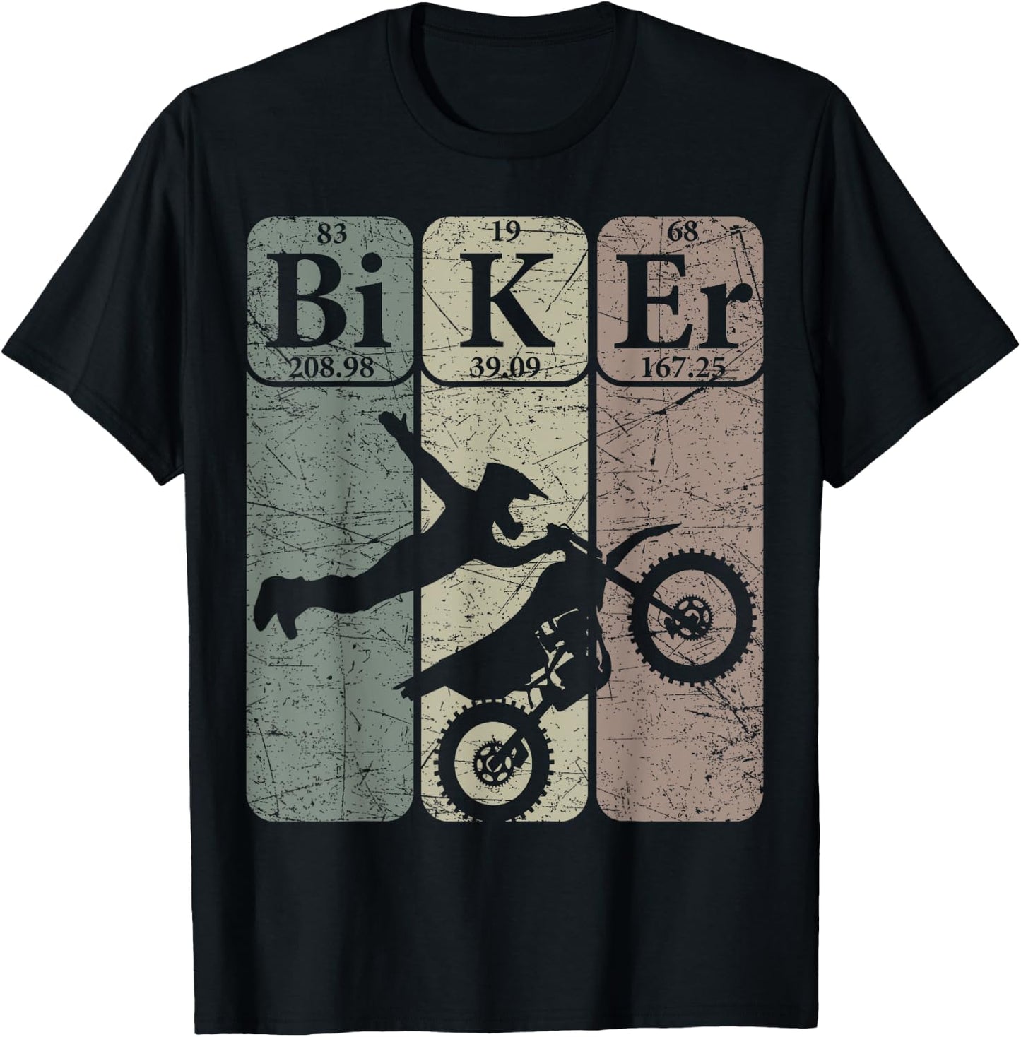 Biker Periodic Table Elements Motocross Bike Nerd Vintage T-Shirt - T-Shirt | Black