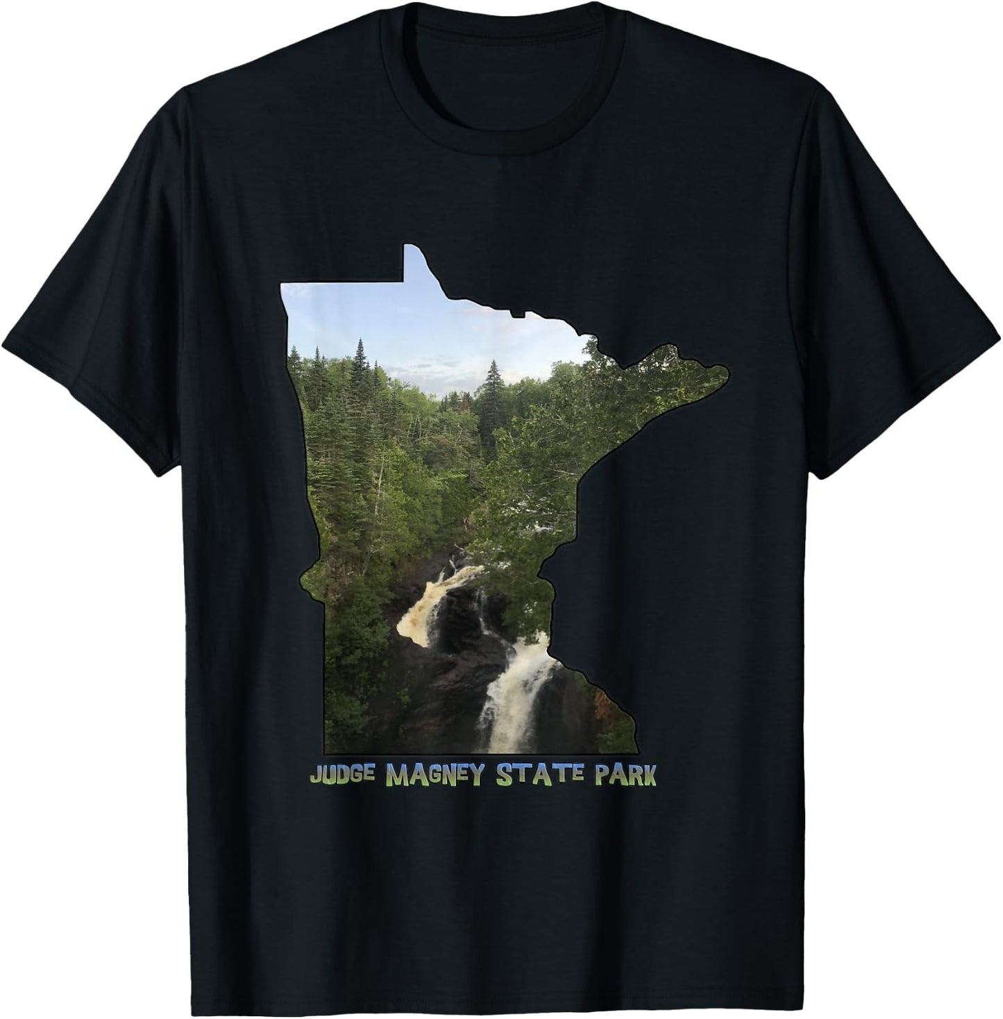 Minnesota Outline (Devil's Kettle in Judge Magney State Park T-Shirt - T-Shirt | Black