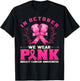 In October We Wear Pink Breast Cancer Pink Boxing Gloves T-Shirt - T-Shirt | Black