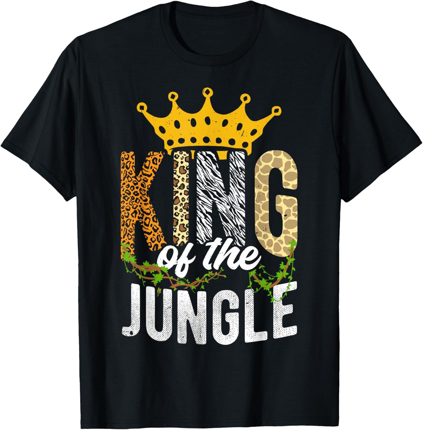 King Of The Jungle King Jungle Crown Wildlife Dschungel T-Shirt - T-Shirt | Black