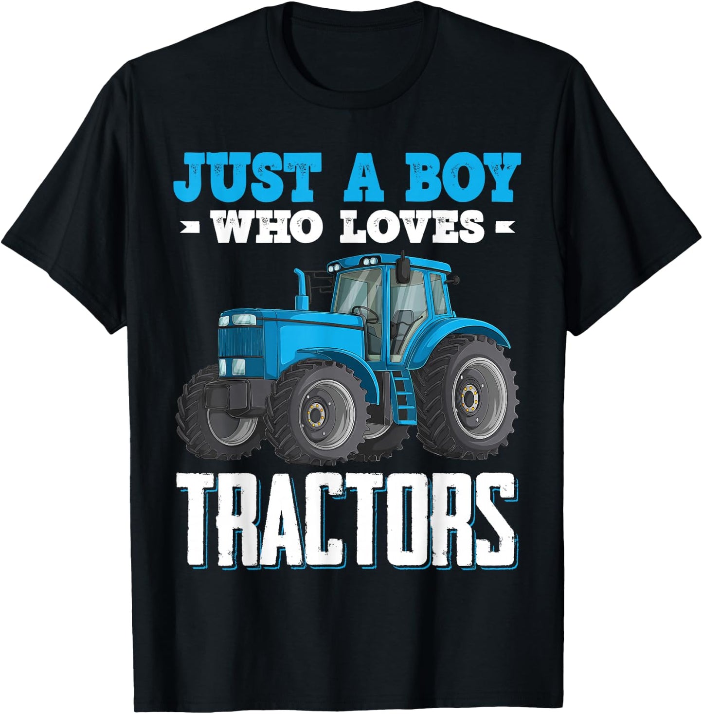 Just A Boy Who Loves Tractors Farm Trucks Boys Toddlers Kids T-Shirt - T-Shirt | Black