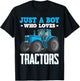 Just A Boy Who Loves Tractors Farm Trucks Boys Toddlers Kids T-Shirt - T-Shirt | Black