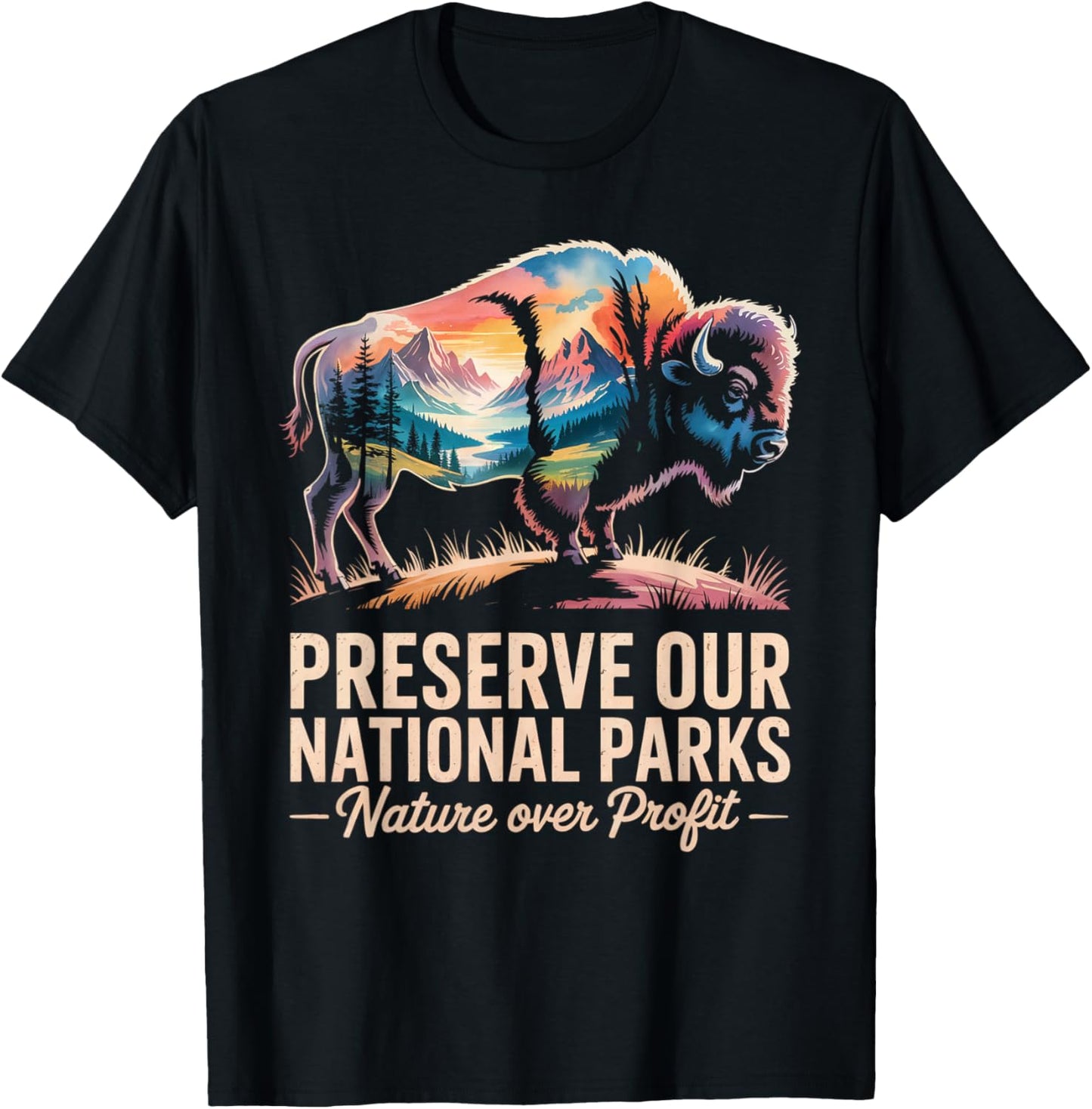 Protect Our National Parks Buffalo Bison Save National Parks T-Shirt - T-Shirt | Black