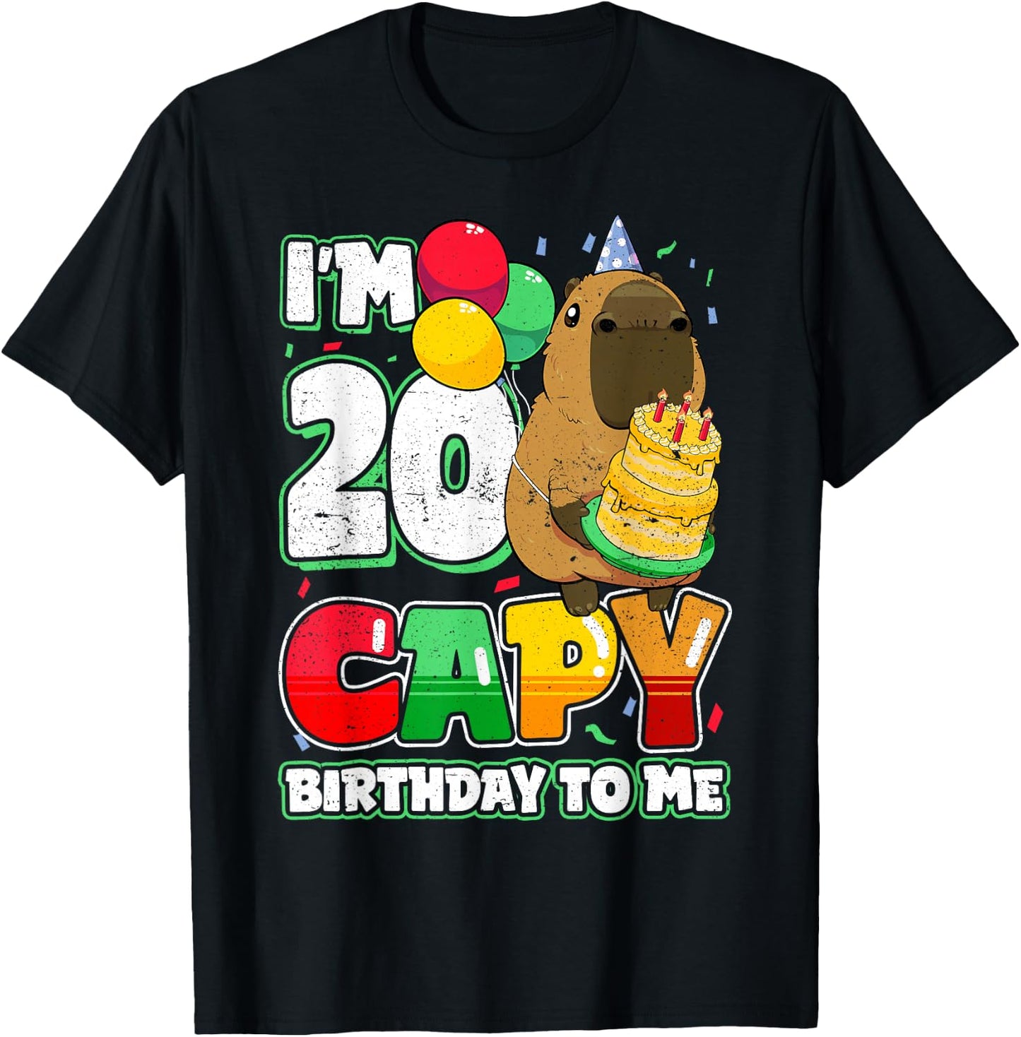 20 Years Capy Birthday to me 20th Birthday Capybara T-Shirt - T-Shirt | Black
