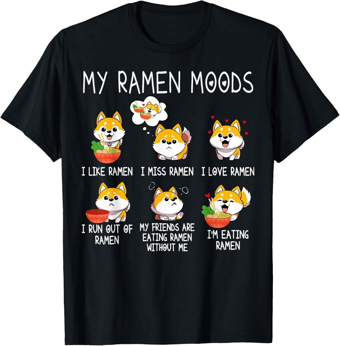 Ramen Shiba Inu Dog Lover Japanese Noodles Women Kid T-Shirt - T-Shirt | Black