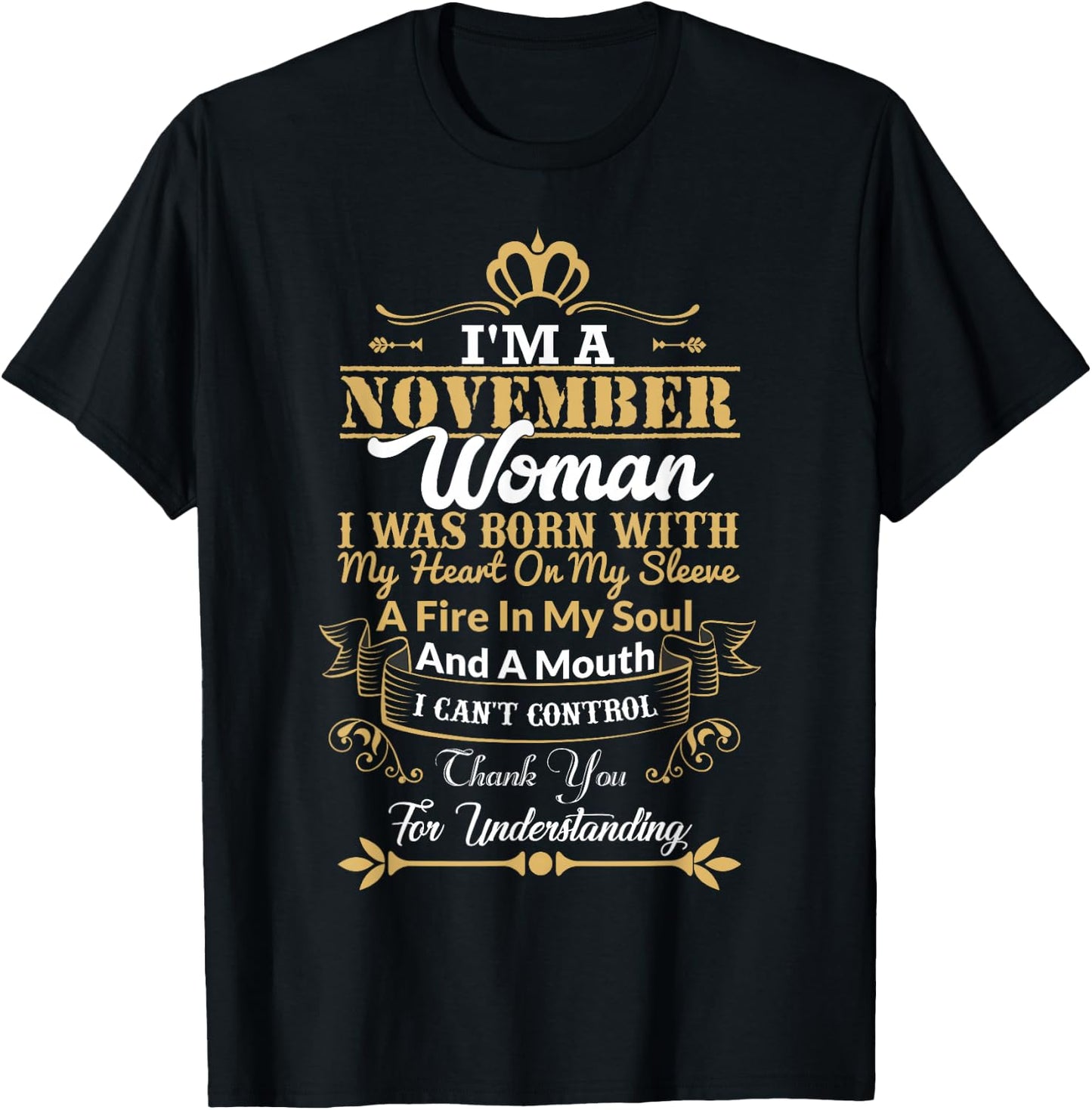 Woman Born In November Birthday Gift Shirt T-Shirt - T-Shirt | Black
