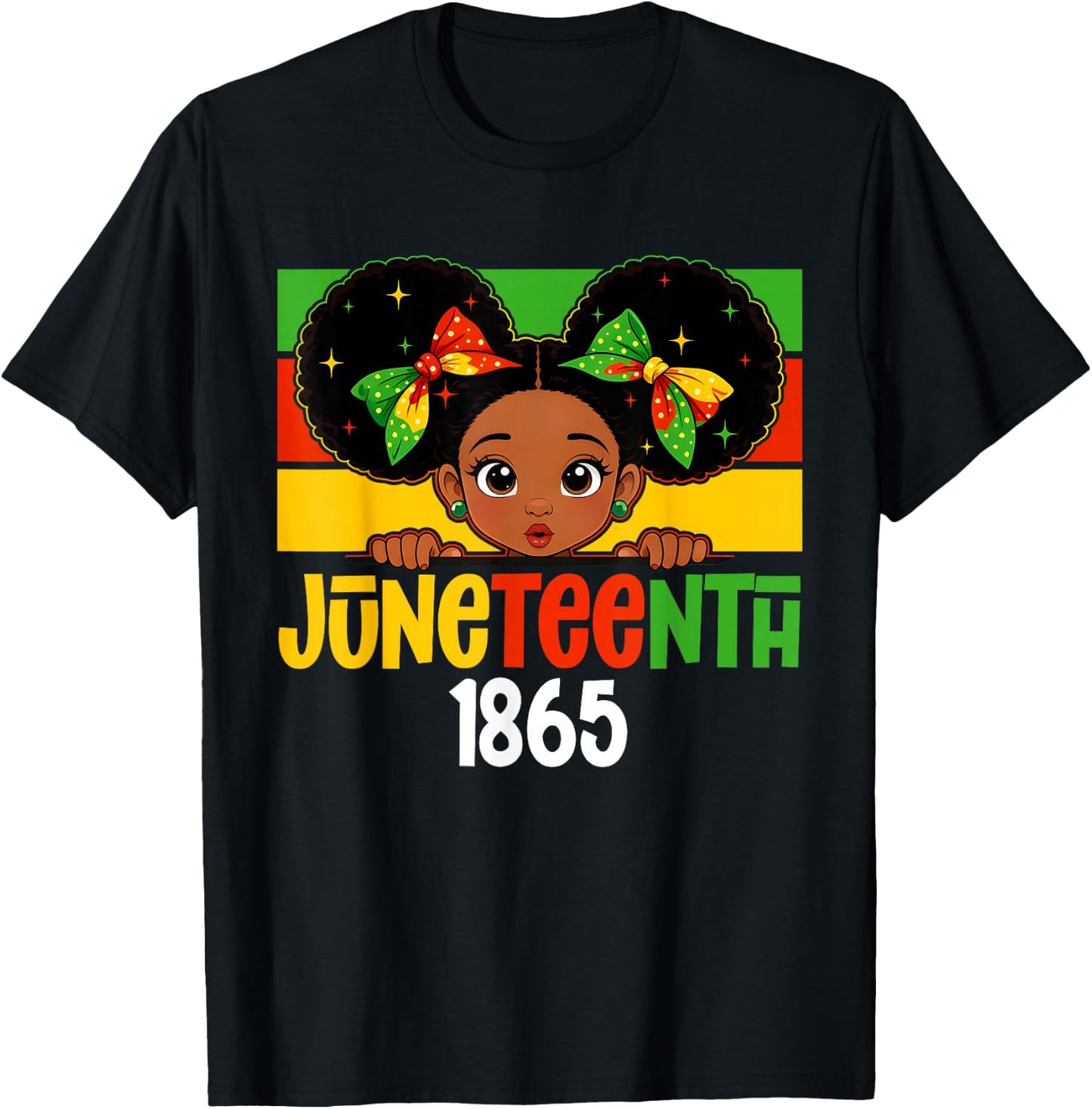 Juneteenth 1865 Afro Princess Bow Kids Girls Black History T-Shirt - T-Shirt | Black