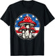 Funny Mushroom celebrates 4th of July Design American Flag T-Shirt - T-Shirt | Black
