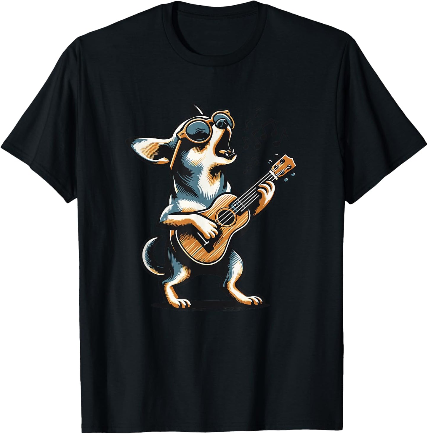Dog Playing Guitar Singing Chihuahua Funny Dog Mariachi T-Shirt - T-Shirt | Black