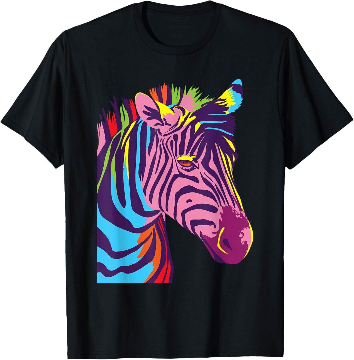 Colorful Zebra Head - Wildlife Biologist Zookeeper Zoologist T-Shirt - T-Shirt | Black