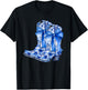 Boots Bow Coquette Coastal Cowgirl Blue Chinoiserie Floral T-Shirt - T-Shirt | Black