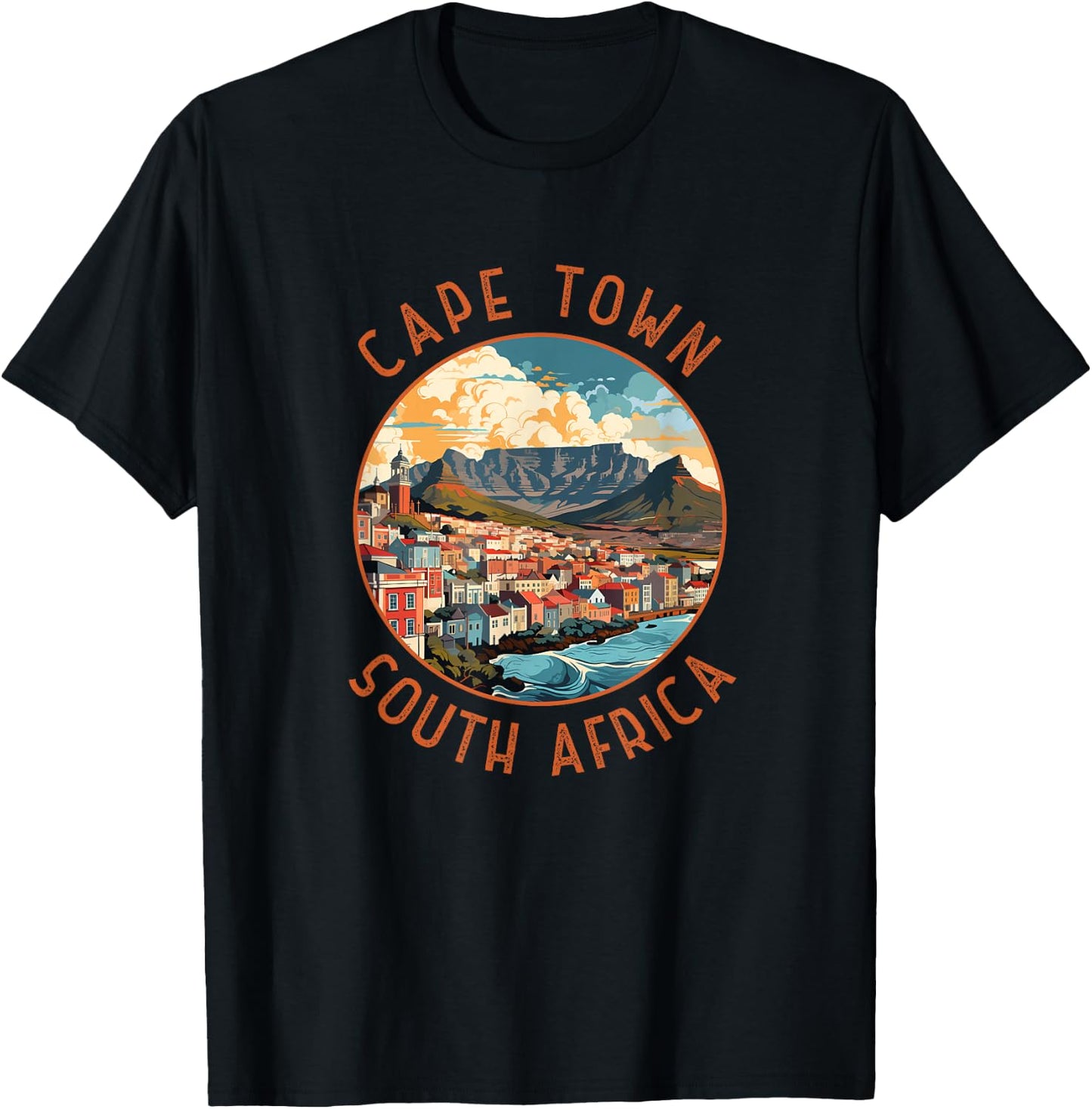 Cape Town South Africa Retro Distressed Circle Travel T-Shirt - T-Shirt | Black