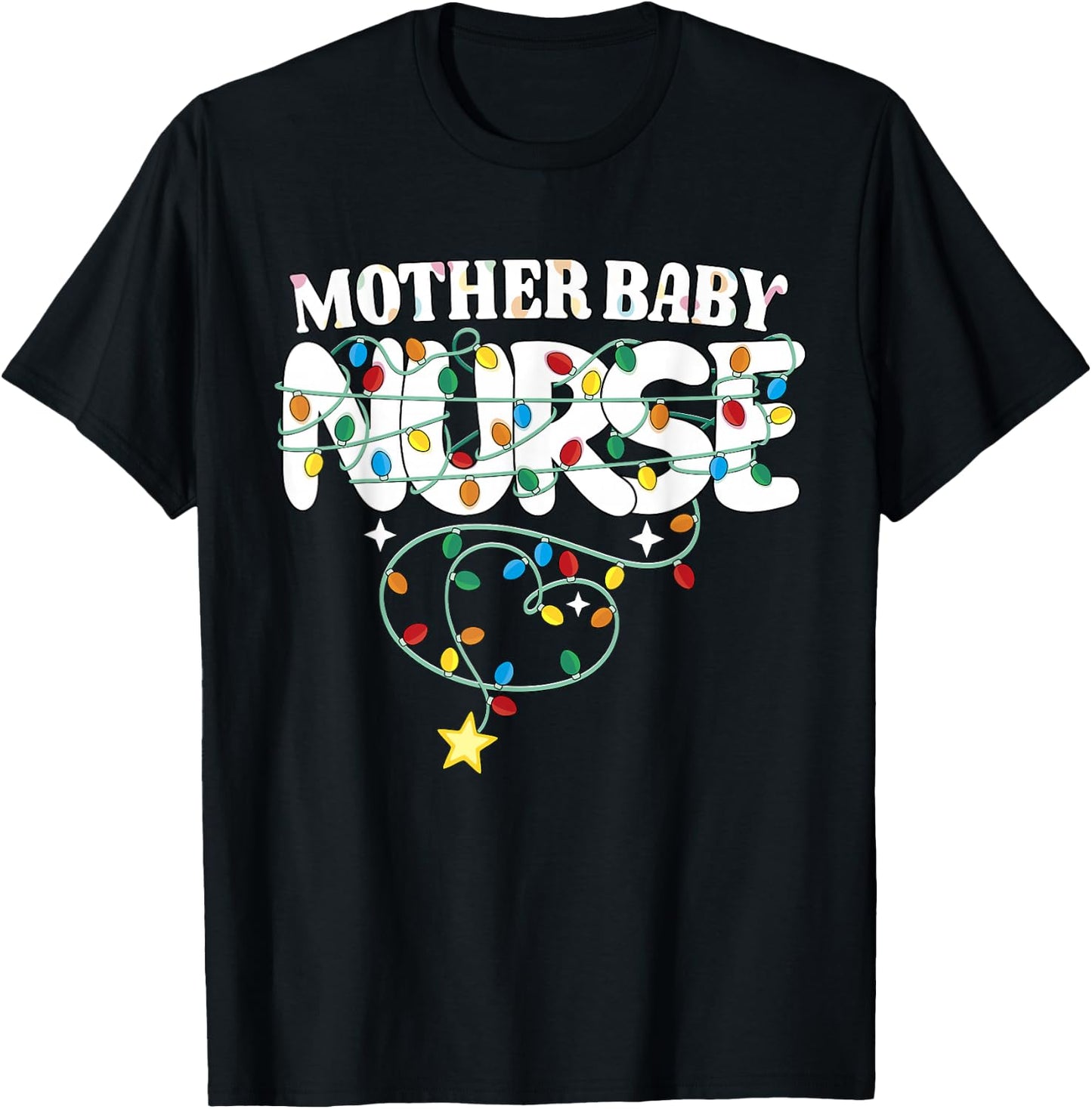 Mother Baby Nurse Christmas Postpartum Nursing NP RN Squad T-Shirt - T-Shirt | Black