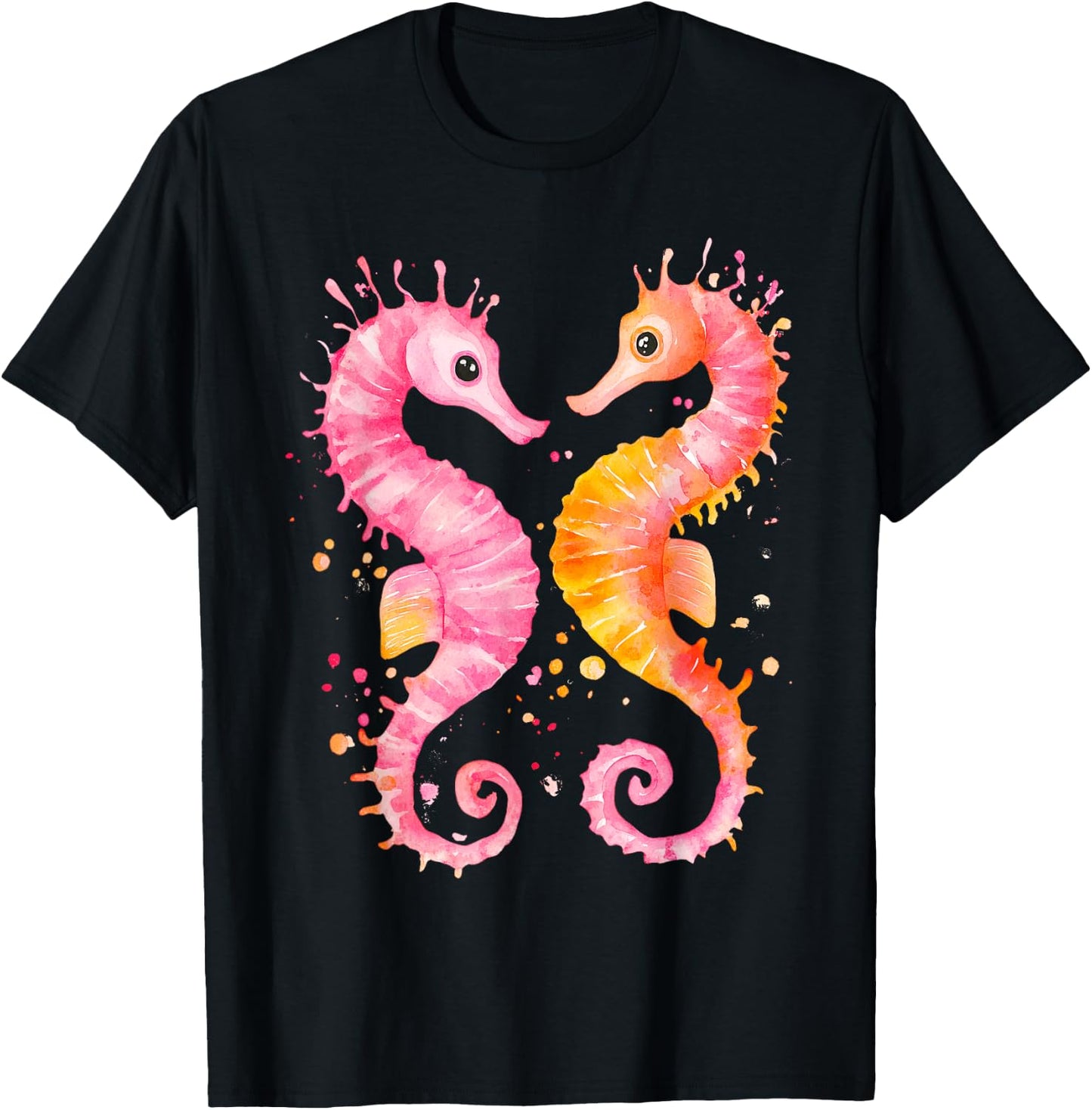 Seahorse Coral Starfish Nautical Art Seahorse lovers T-Shirt - T-Shirt | Black