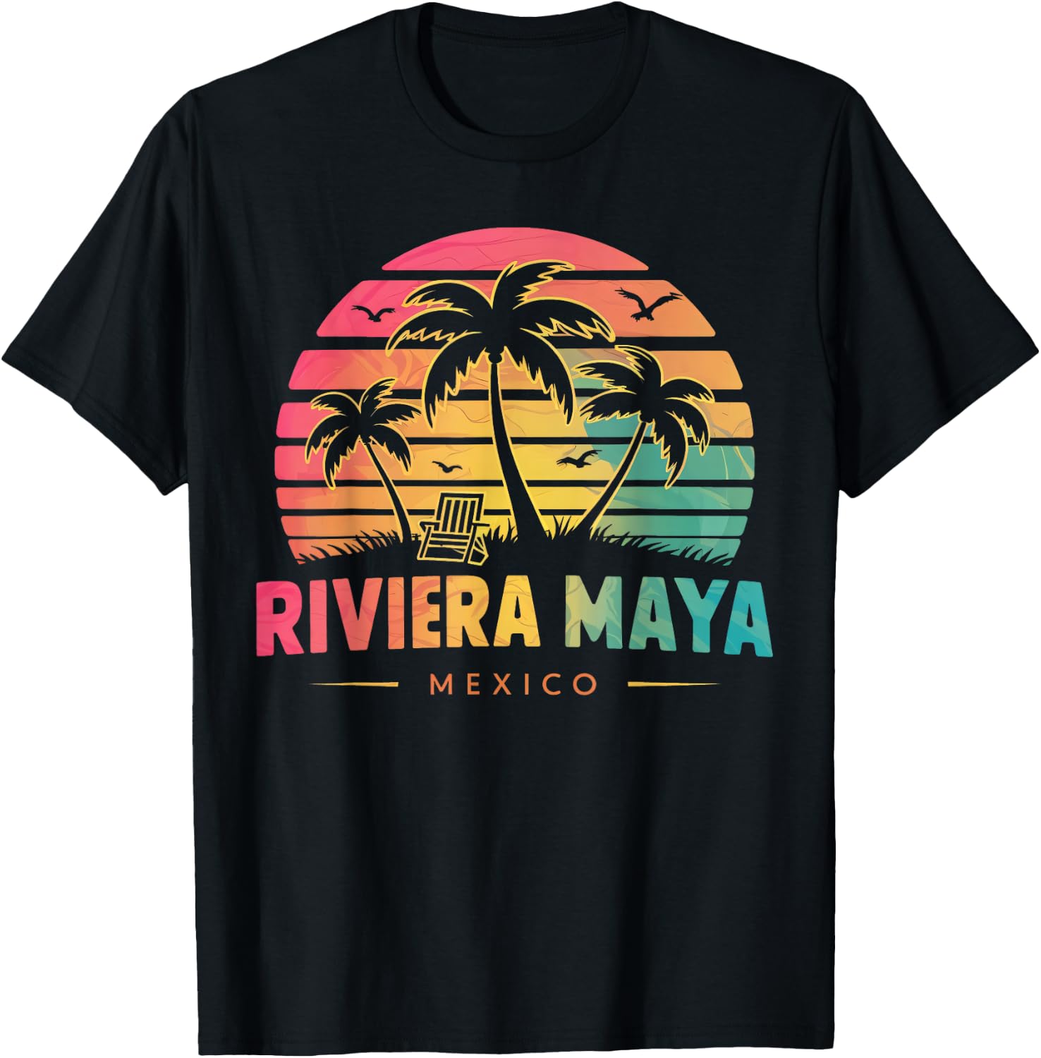 Riviera Maya Mexico Tropical Sunset beach Souvenir Vacation Men Women Kids T-Shirt - T-Shirt | Black