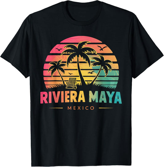 Riviera Maya Mexico Tropical Sunset beach Souvenir Vacation Men Women Kids T-Shirt - T-Shirt | Black