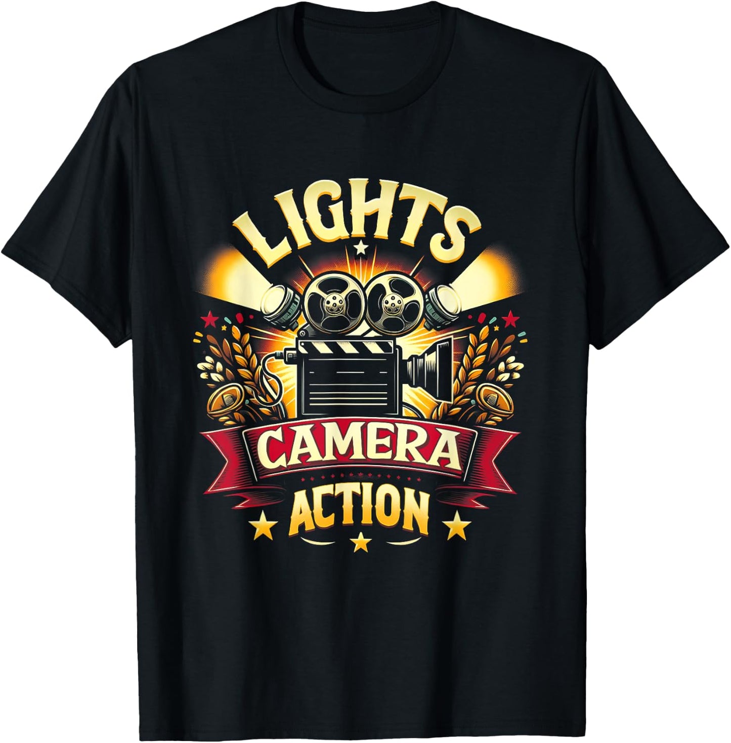 Lights Director Camera Movie Action Film Featuring A Film T-Shirt - T-Shirt | Black
