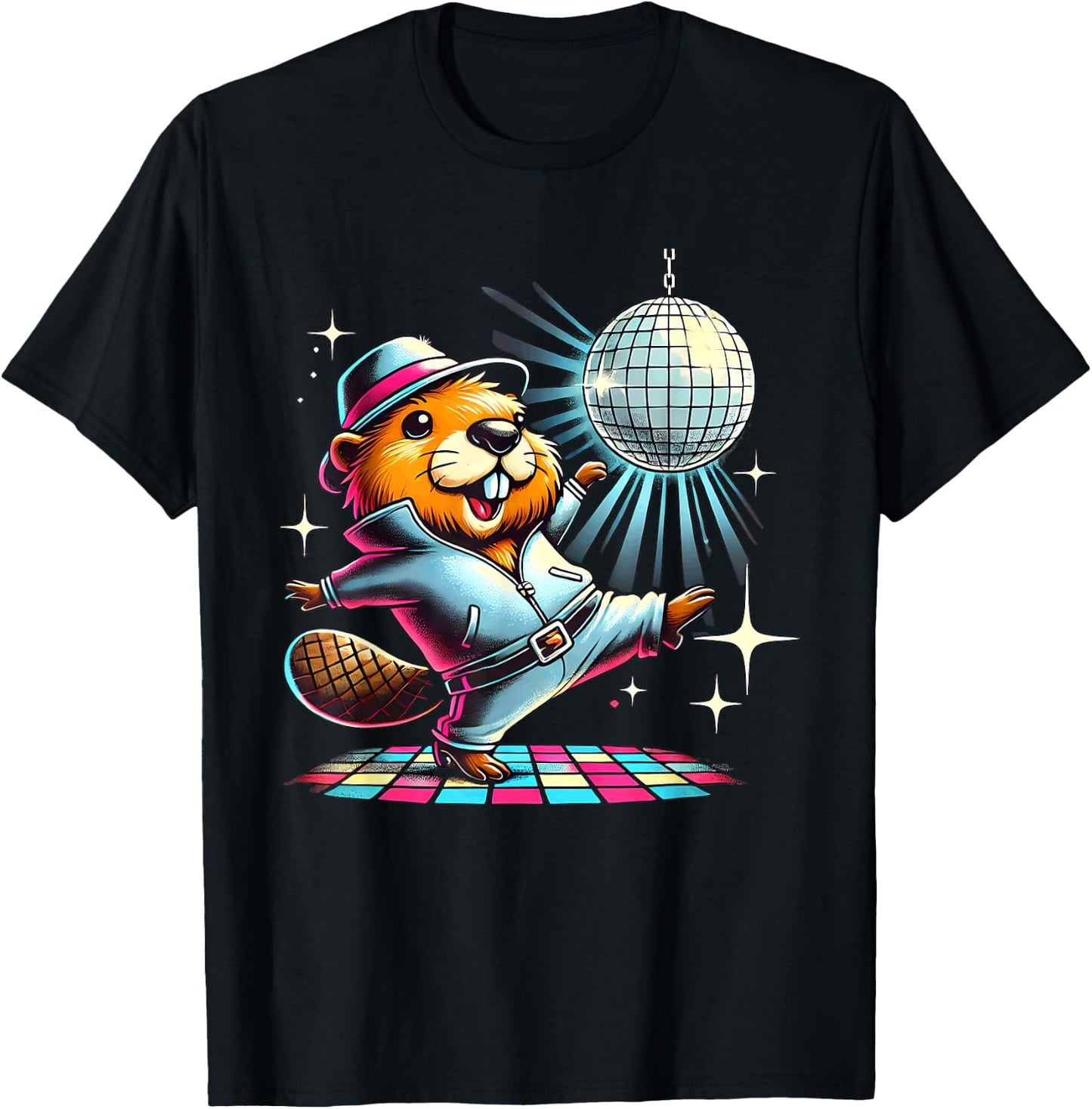 Aesthetic Beaver Dancing Disco T-Shirt - T-Shirt | Black