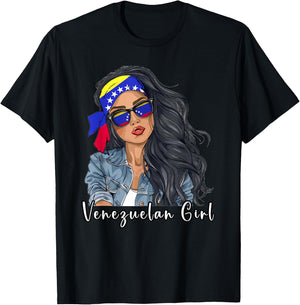 Venezuelana Woman Products Flag Uniform Girl Venezuela T-Shirt - T-Shirt | Black