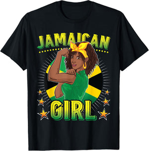 Jamaican Girl Queen Empress Rastafari Reggae Jamaica Flag T-Shirt - T-Shirt | Black