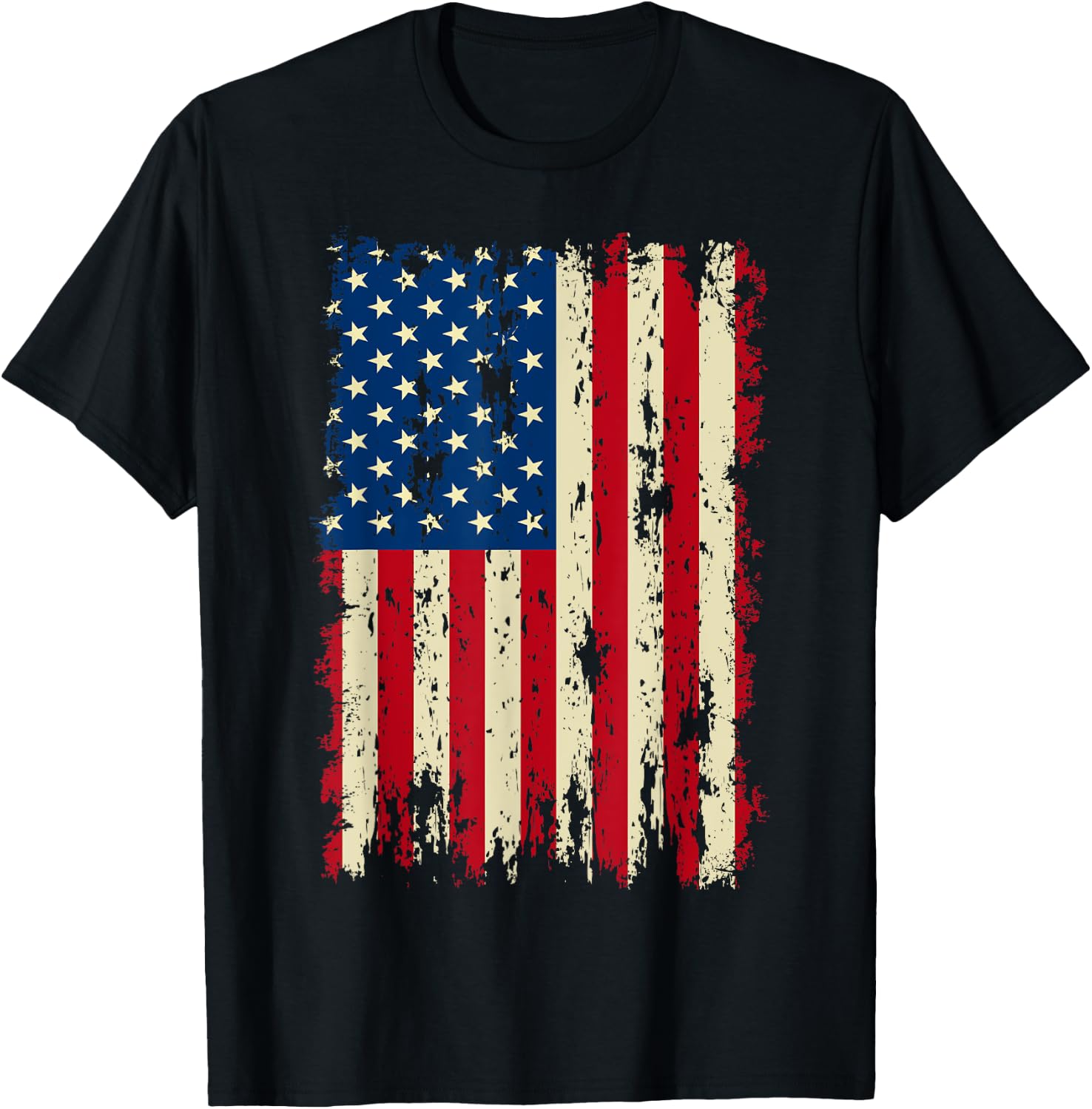 Vintage Distressed USA Flag Men's Patriotic American Flag T-Shirt - T-Shirt | Black