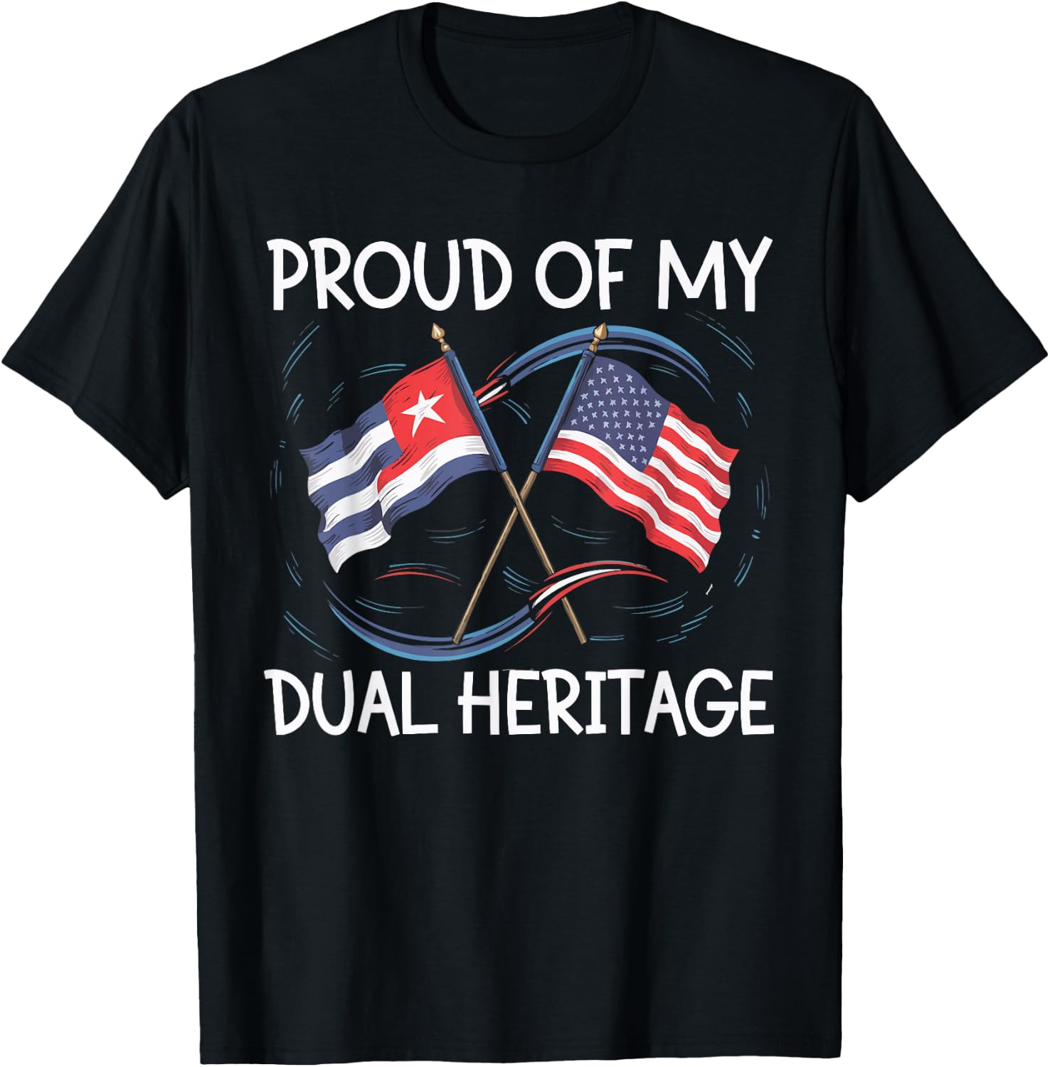 Half Cuban Half American USA Flag Cuba America T-Shirt - T-Shirt | Black