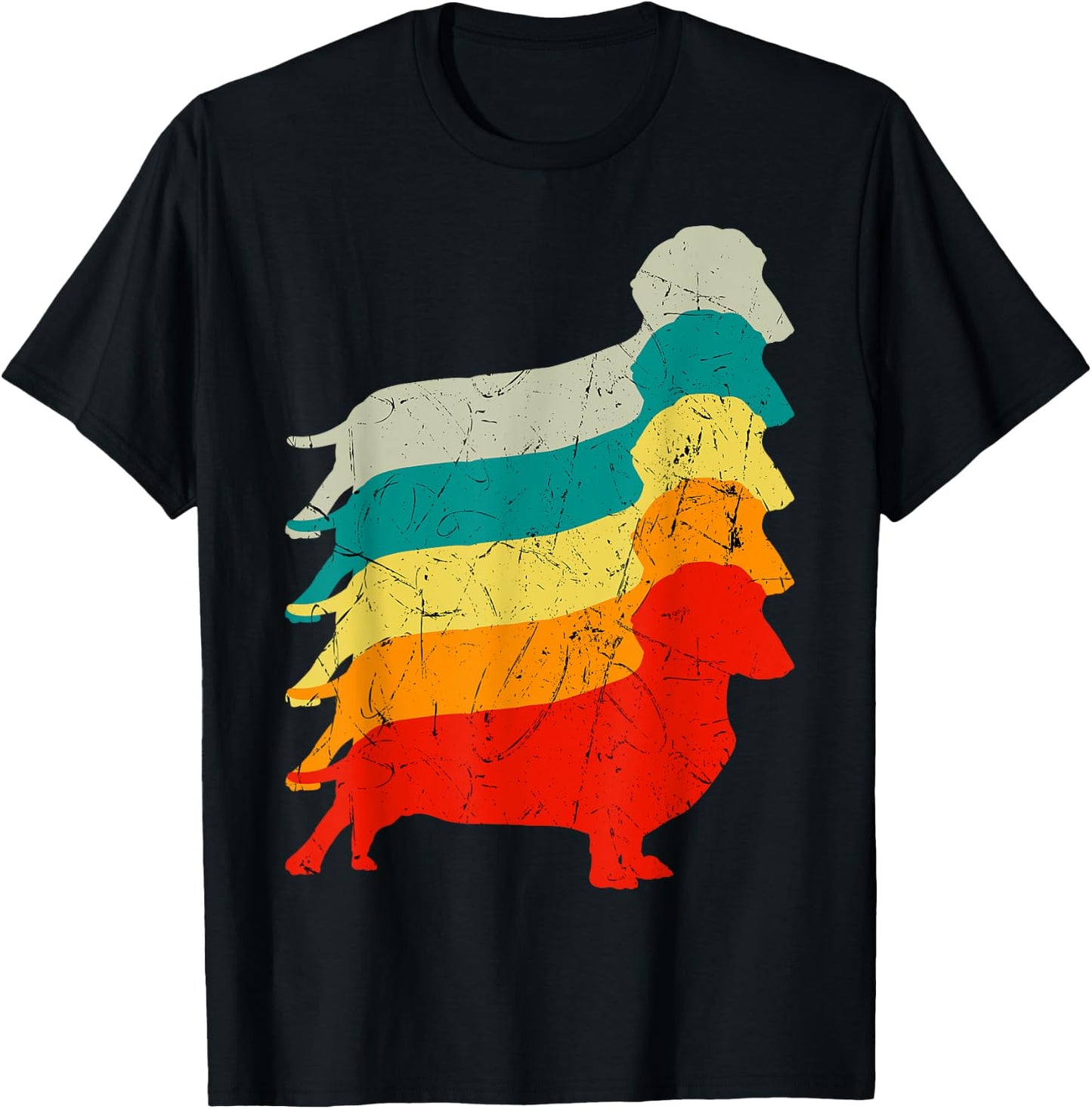Dachshund Retro Vintage Sausage Dog Lover T-Shirt - T-Shirt | Black