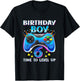 Birthday Boy Time To Level Up Gamer Video Game 6 Years Old T-Shirt - T-Shirt | Black