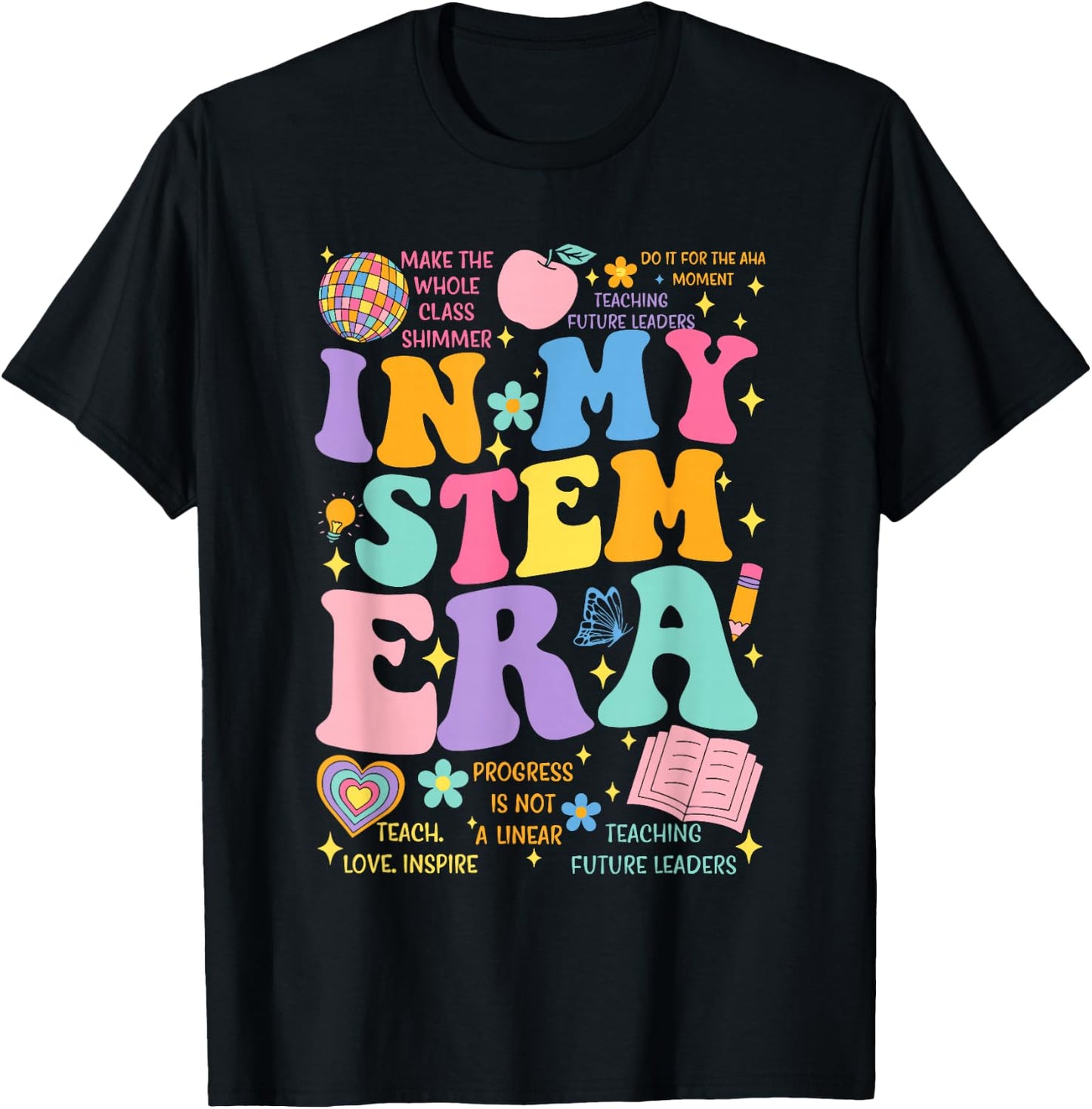 In My Stem Era Science Teacher Back To School Groovy T-Shirt - T-Shirt | Black
