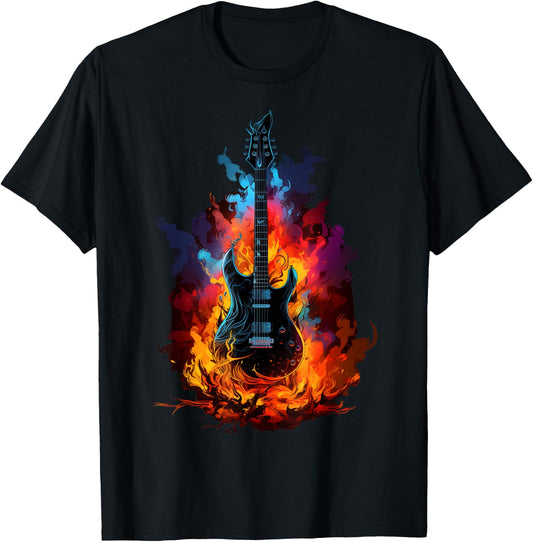 Electric Guitar: A Rhapsody in blazing fire and flames T-Shirt - T-Shirt | Black
