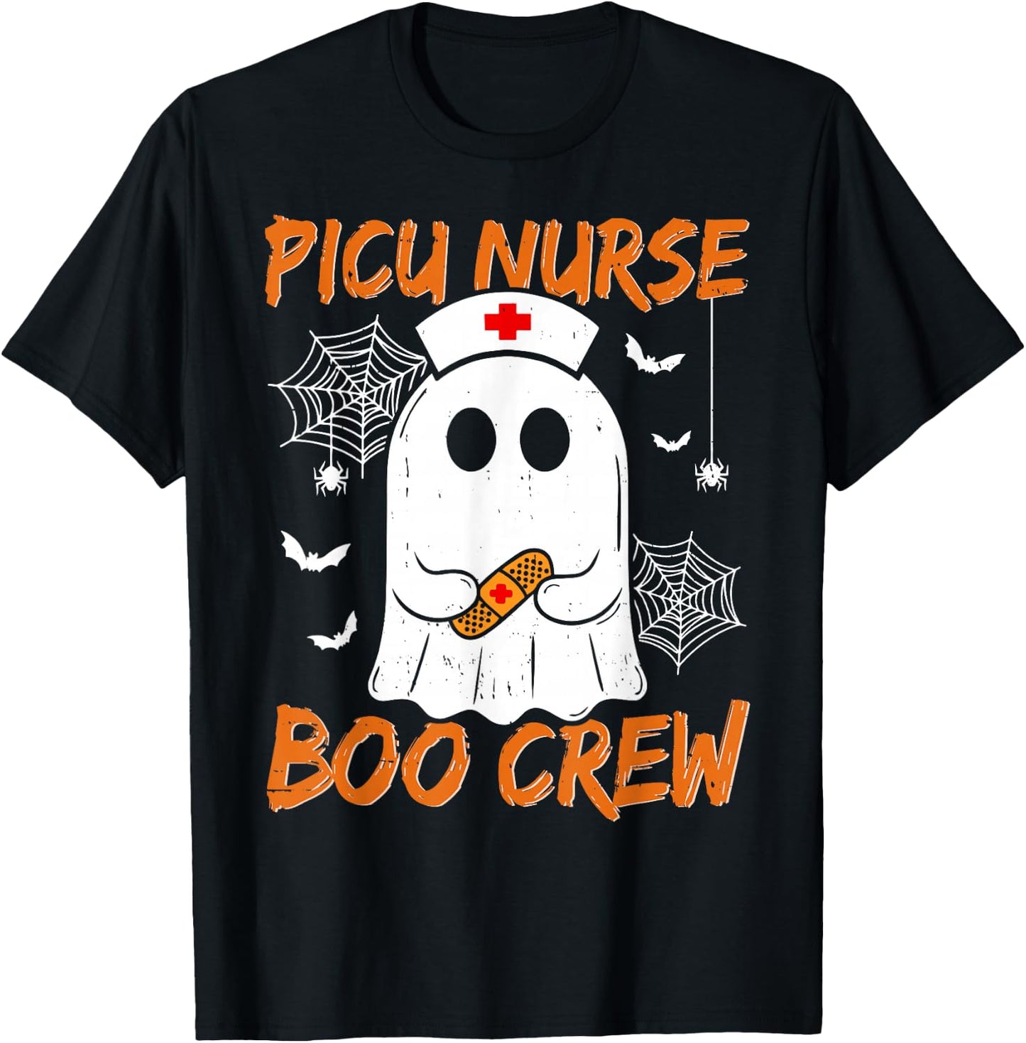 Groovy PICU Nurse Boo Crew Nurse Funny Ghost Halloween Nurse T-Shirt - T-Shirt | Black