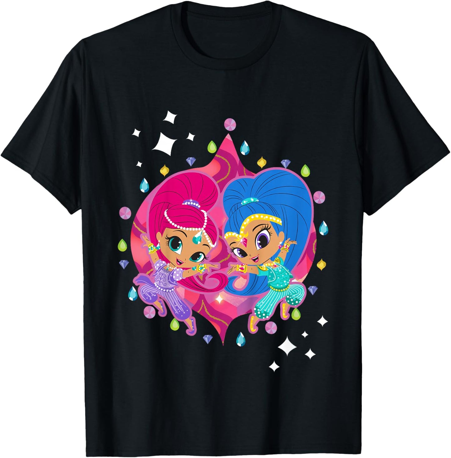 Kids Shimmer & Shine Diamonds and Gems T-Shirt - T-Shirt | Black
