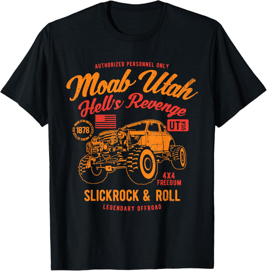 Moab Utah Hells Revenge 4x4 Vintage Distressed Style Design T-Shirt - T-Shirt | Black