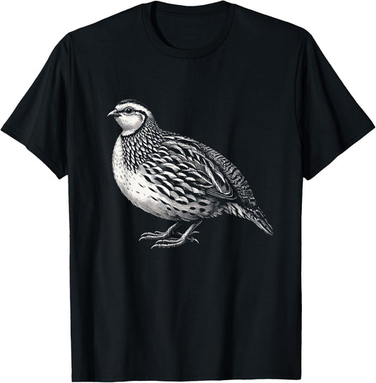 Quail Graphic Art Birdwatcher Design T-Shirt - T-Shirt | Black