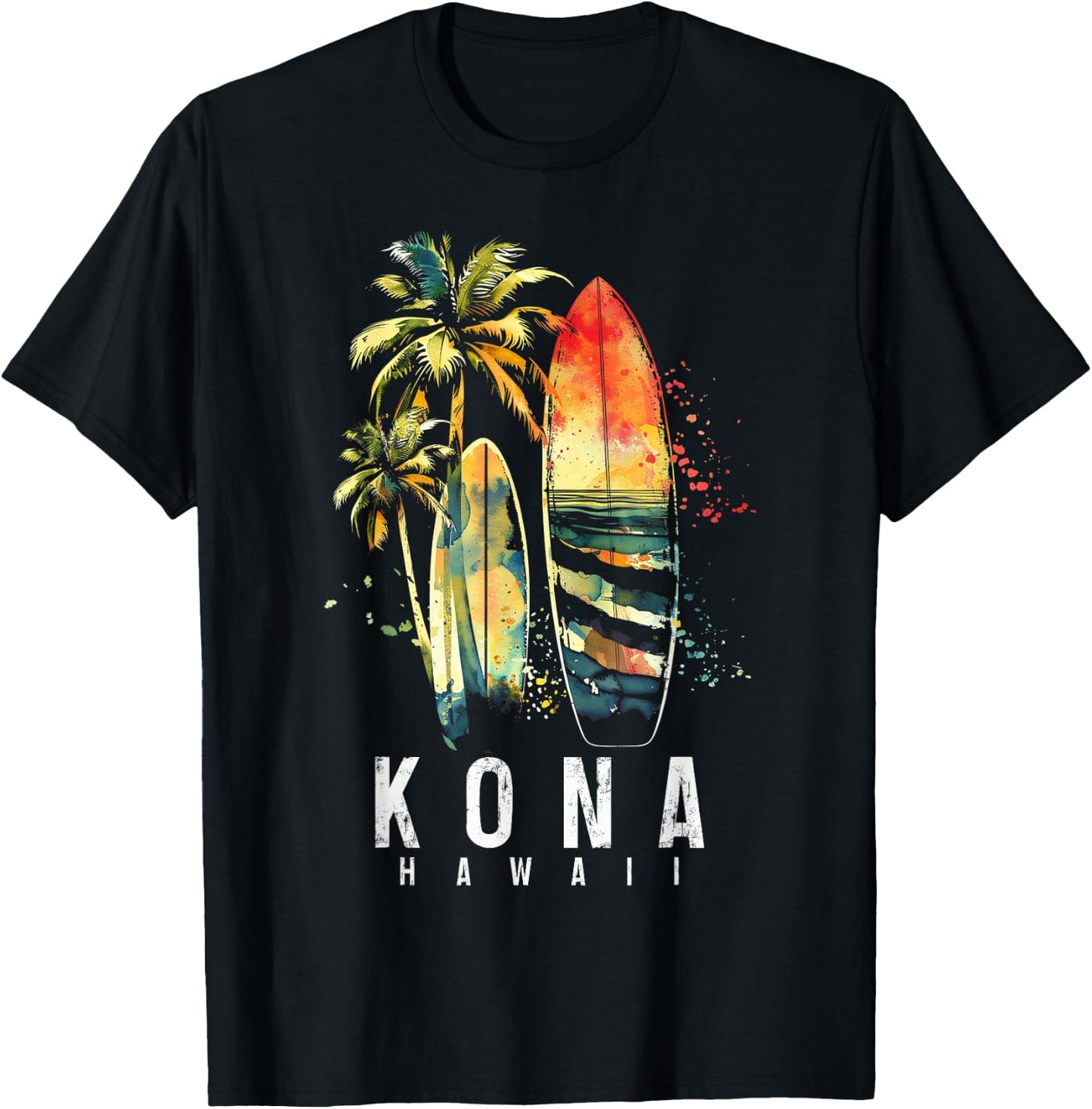 Kona Hawaii Hawaiian Surf Vintage Surfing Surfer T-Shirt - T-Shirt | Black