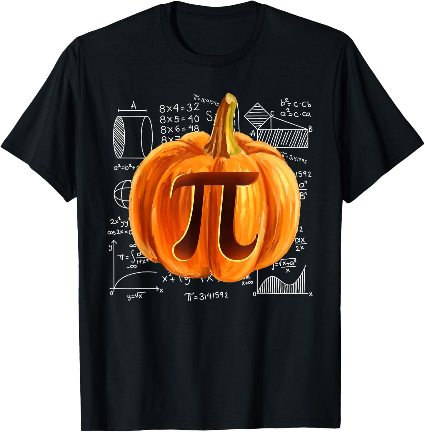 Funny Pumpkin Pie Halloween Thanksgiving Math Teacher Pi Day T-Shirt - T-Shirt | Black