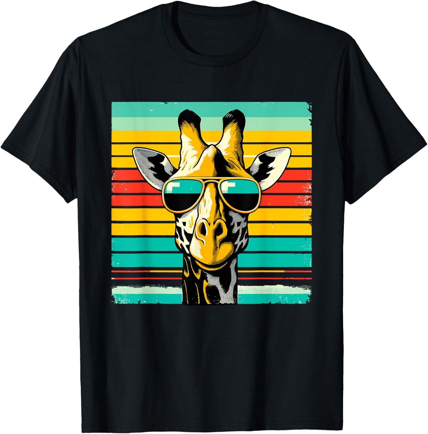 Cool Retro Giraffe Sunglasses T-Shirt - T-Shirt | Black