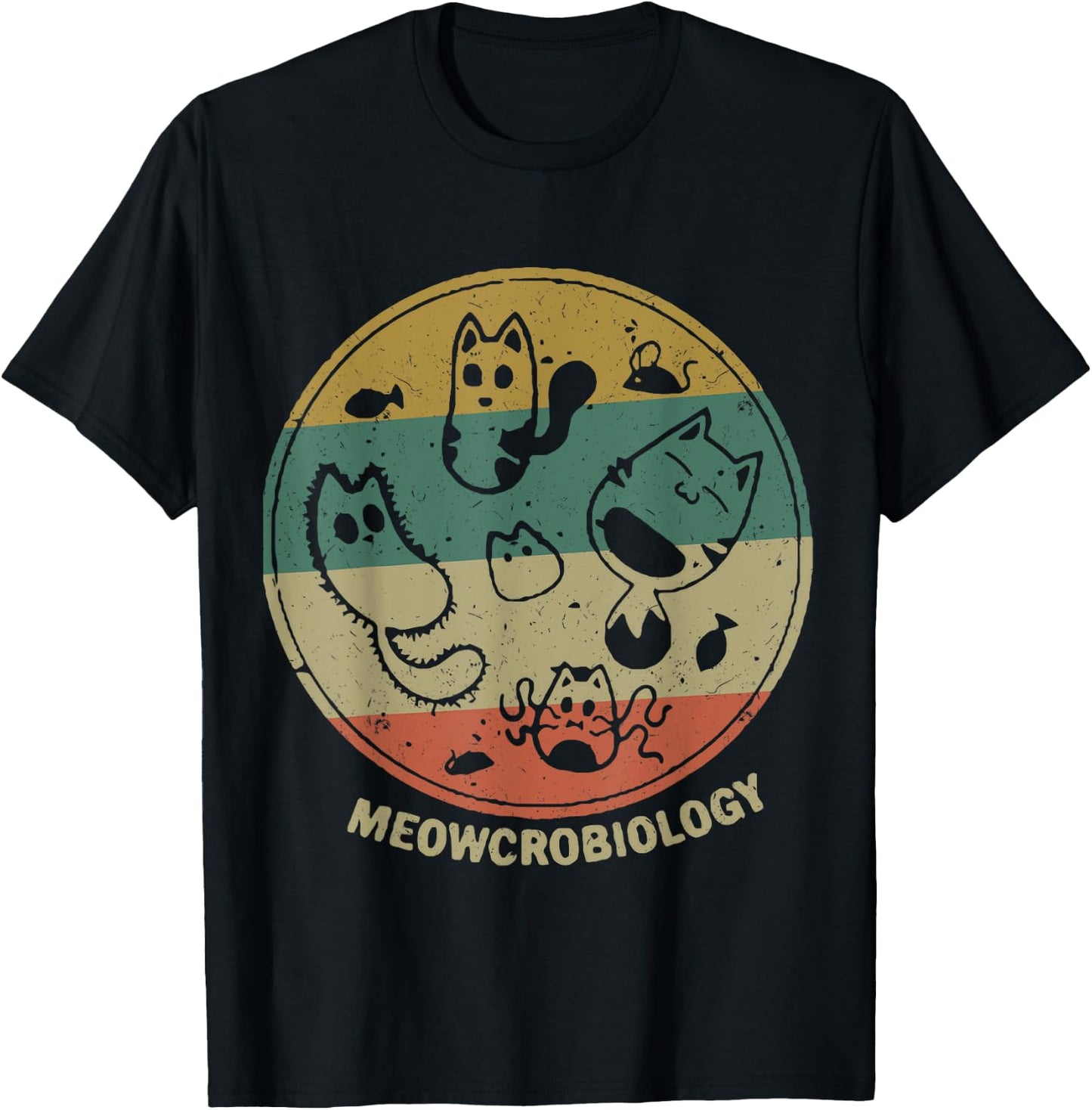 Meowcrobiology Microbiology Science Funny Cat Lover T-Shirt - T-Shirt | Black