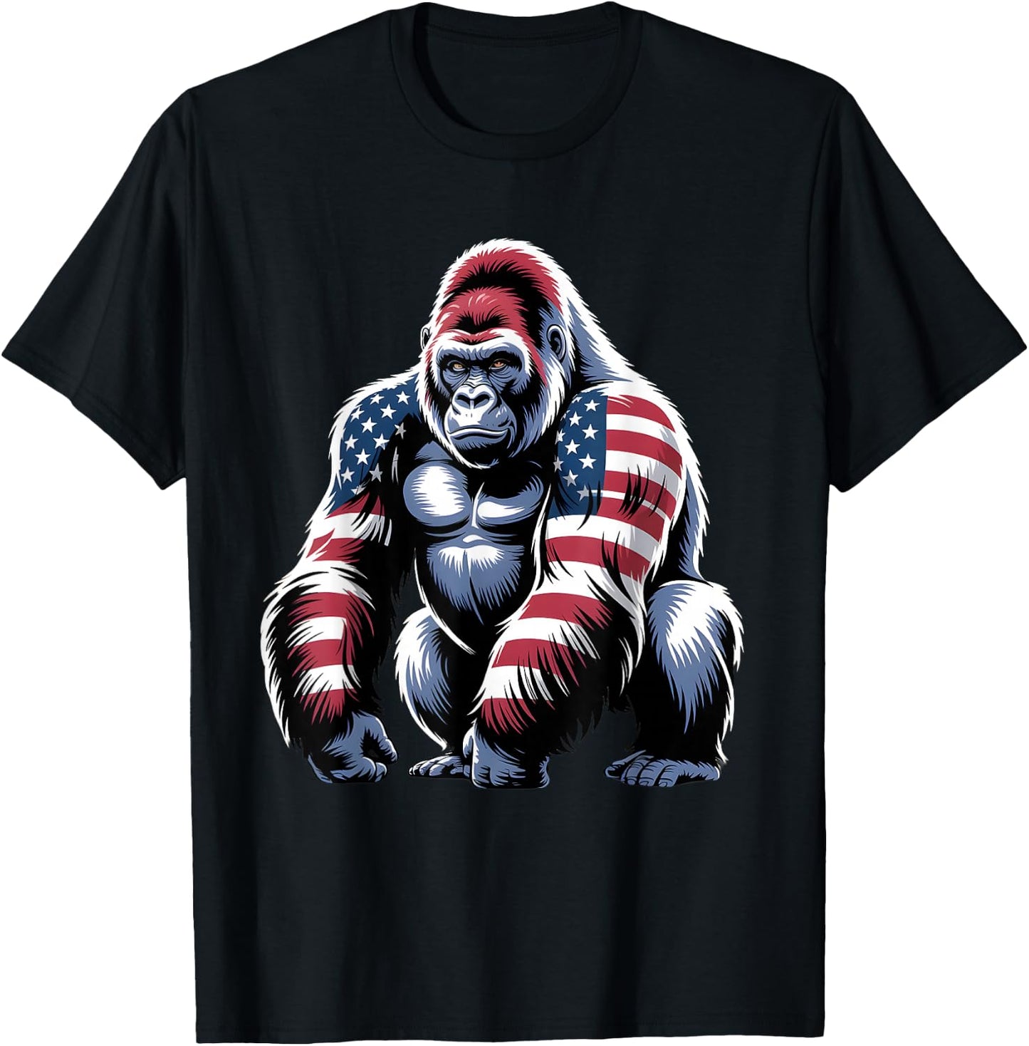 4th Of July Gorilla Lover USA American Flag Patriotic Funny T-Shirt - T-Shirt | Black