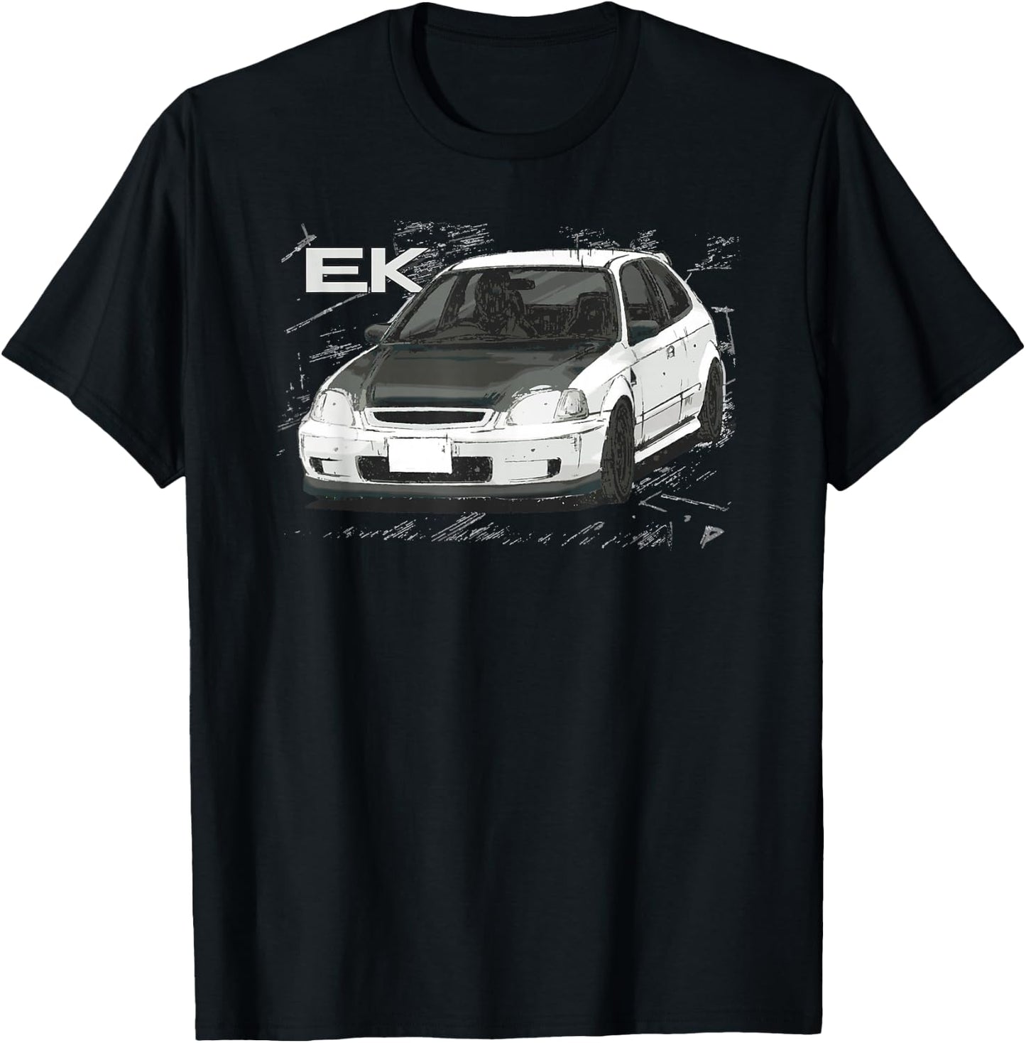 JDM Car EK SI Hatch Red Anime Style T-Shirt - T-Shirt | Black