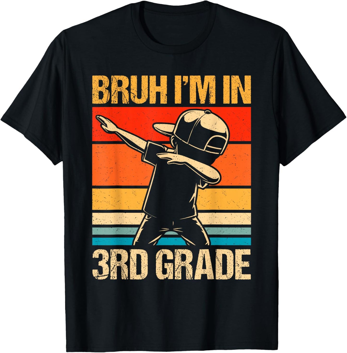 Third Grade Dabbing Boy Bruh i'm in 3rd Grade Students Kids T-Shirt - T-Shirt | Black