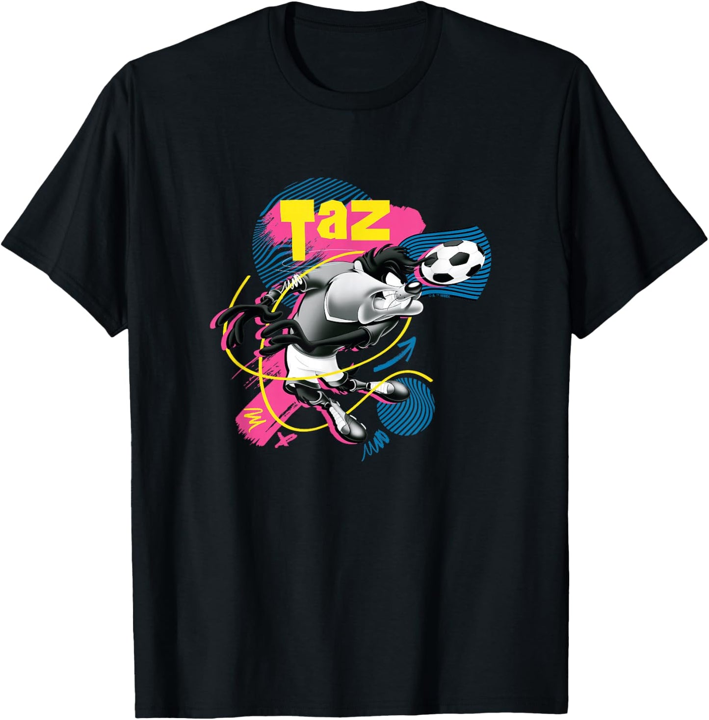 Looney Tunes Tasmanian Devil Retro Vintage Soccer Sketches T-Shirt - T-Shirt | Black