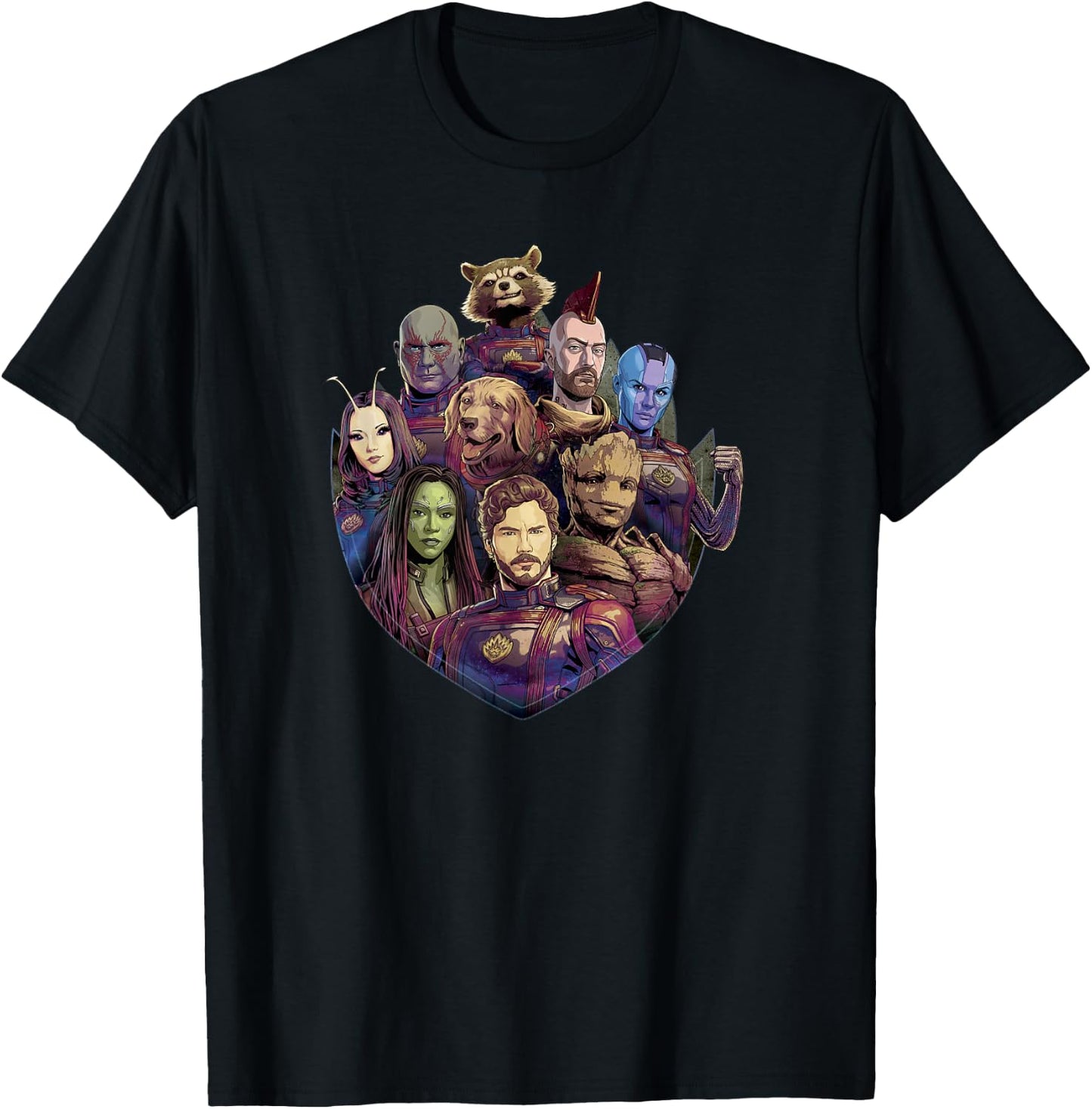 Marvel Guardians of the Galaxy Vol. 3 Badge Fill Group Shot T-Shirt - T-Shirt | Black
