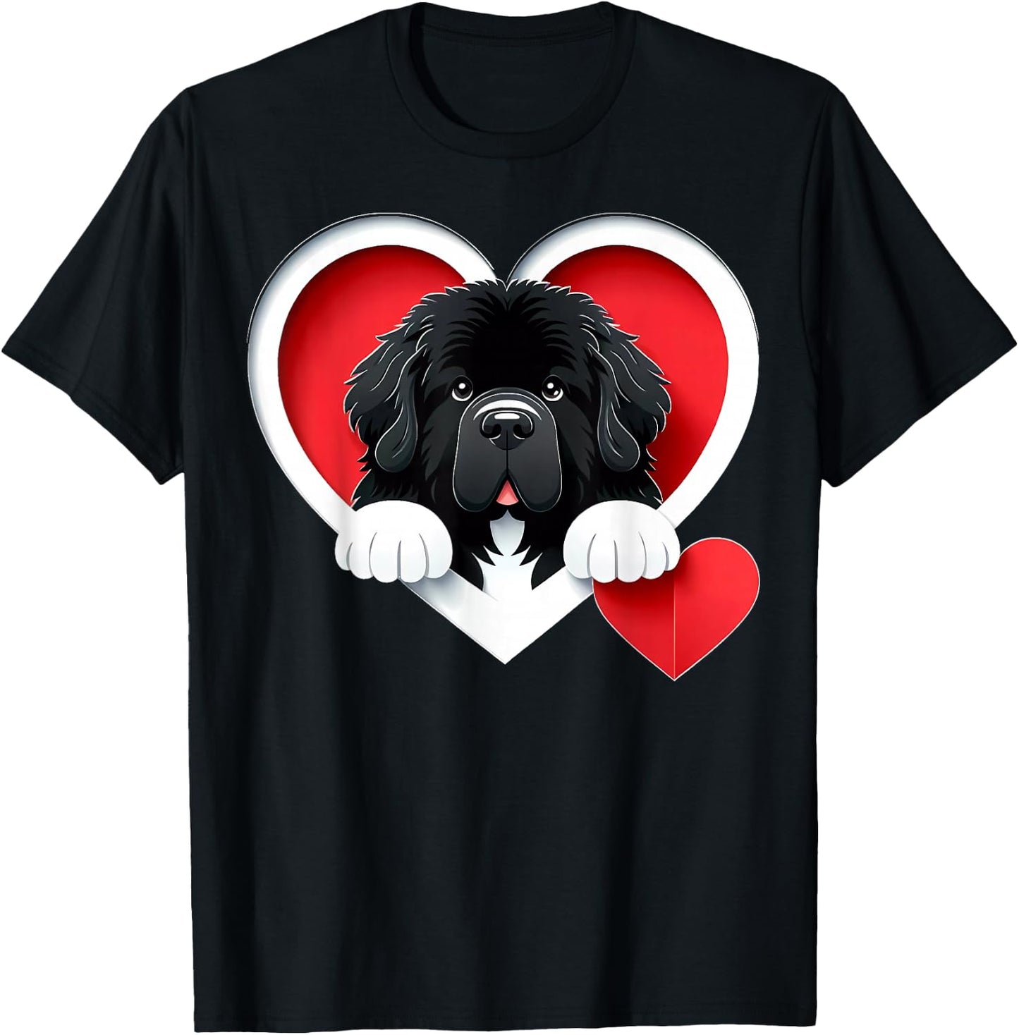 Newfoundland Dog Heart Cute Newfie Puppy T-Shirt - T-Shirt | Black