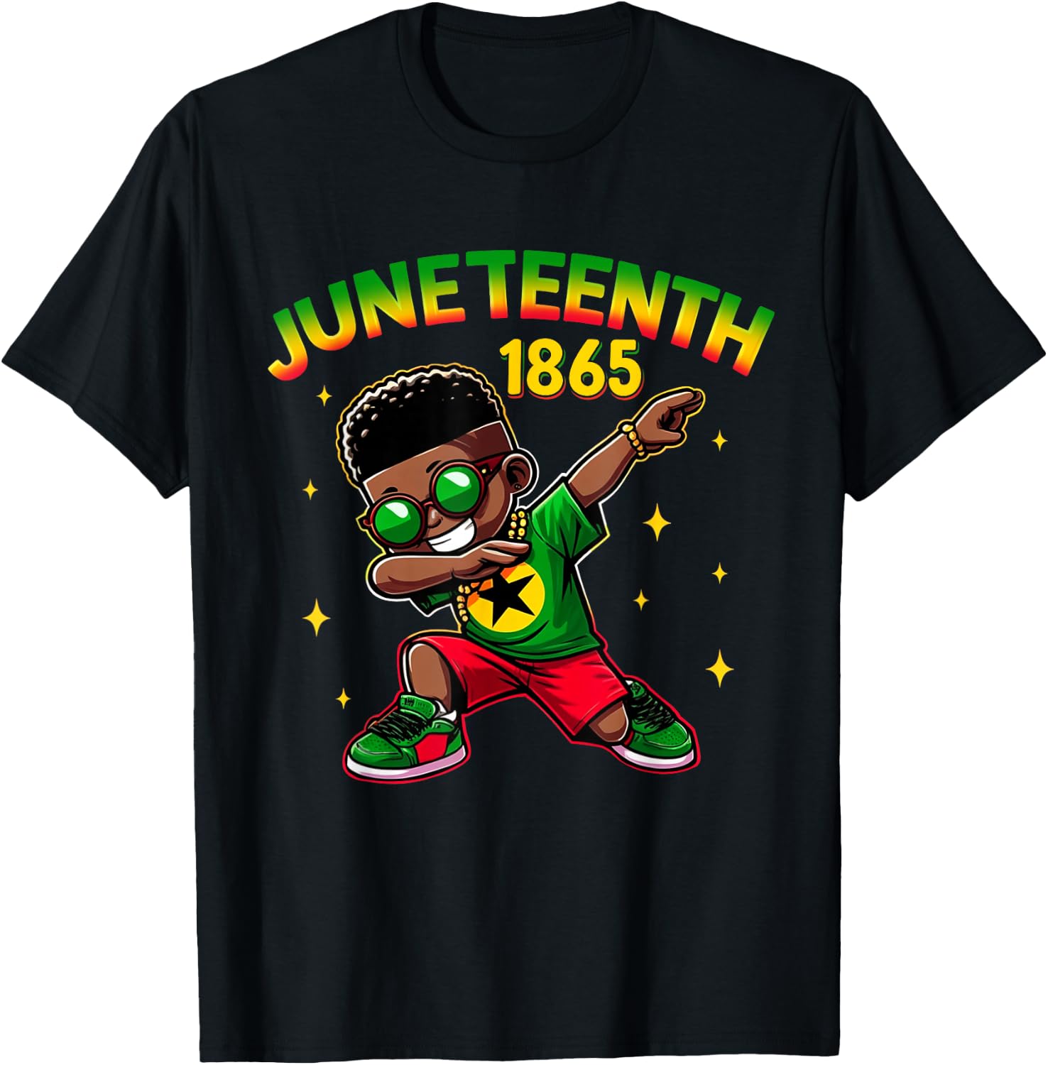 Boys Juneteenth Dabbing Black King Melanin Brown Skin Dab T-Shirt - T-Shirt | Black